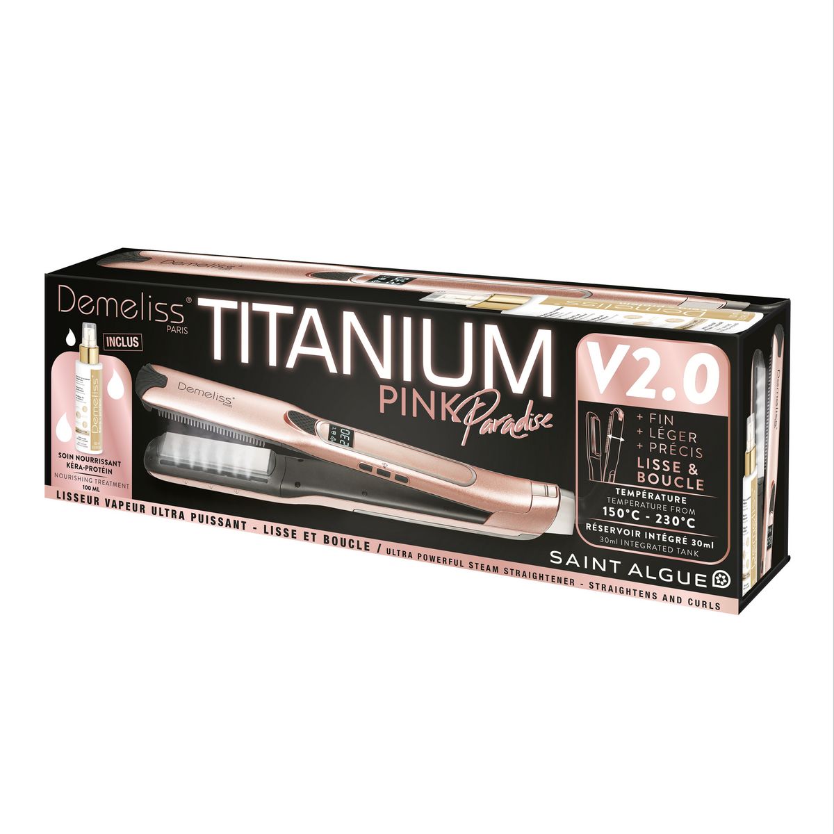 SAINT ALGUE Lisseur vapeur TITANIUM V2.0 - Rose