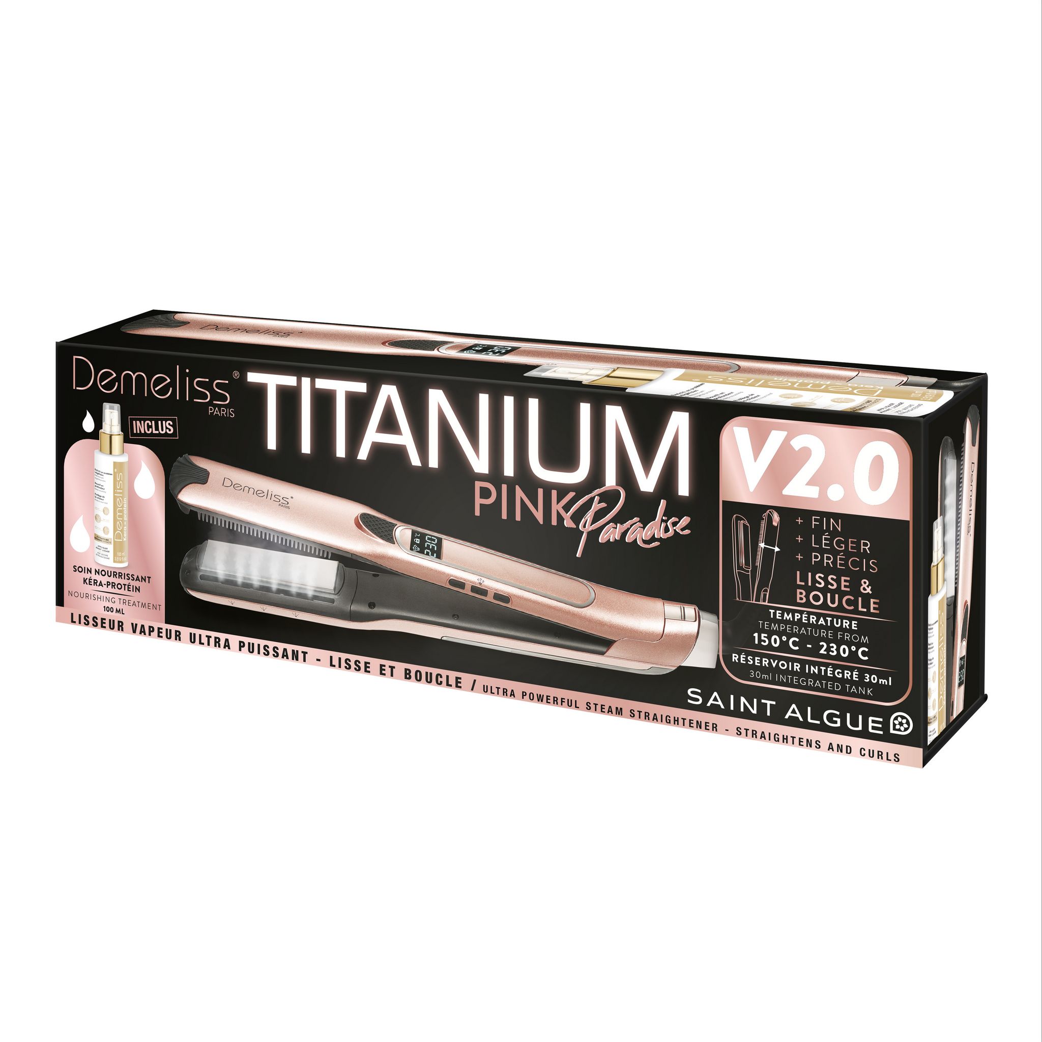 Voir la diapositive 2 : SAINT ALGUE Lisseur vapeur TITANIUM V2.0 - Rose