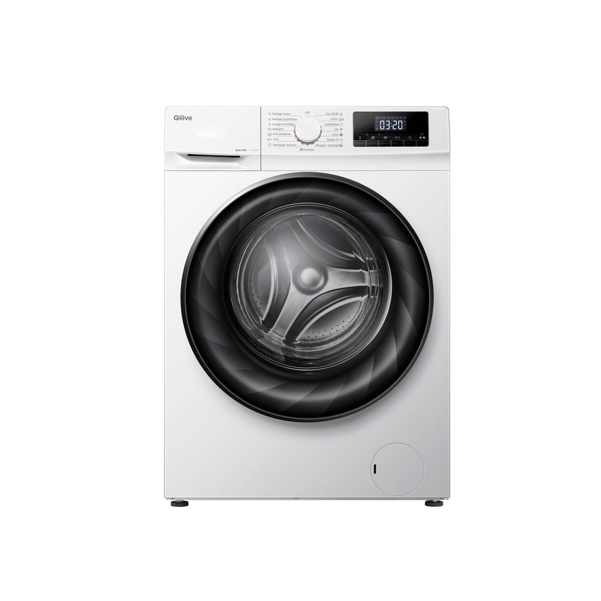 QILIVE Lave linge séchant hublot Q.6246, 8 kg de lavage, 5 kg de séchage, 1400 T/min, A