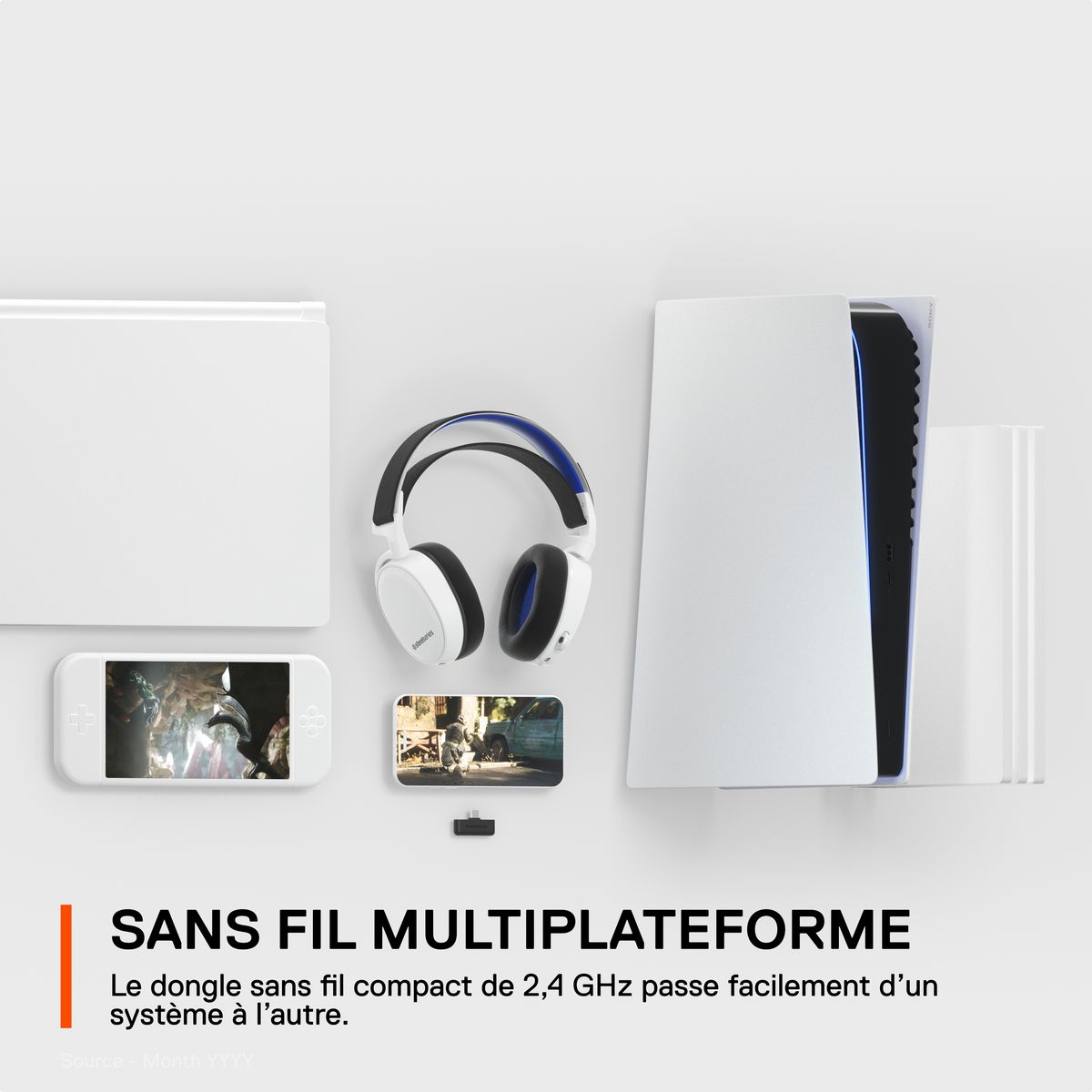 Casque Gaming Bluetooth Arctis 7P+ Blanc Multiplateforme