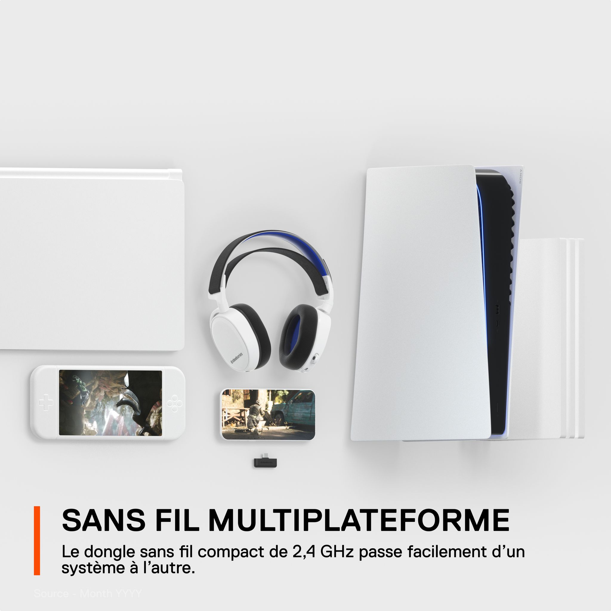 Voir la diapositive 8 : Casque Gaming Bluetooth Arctis 7P+ Blanc Multiplateforme