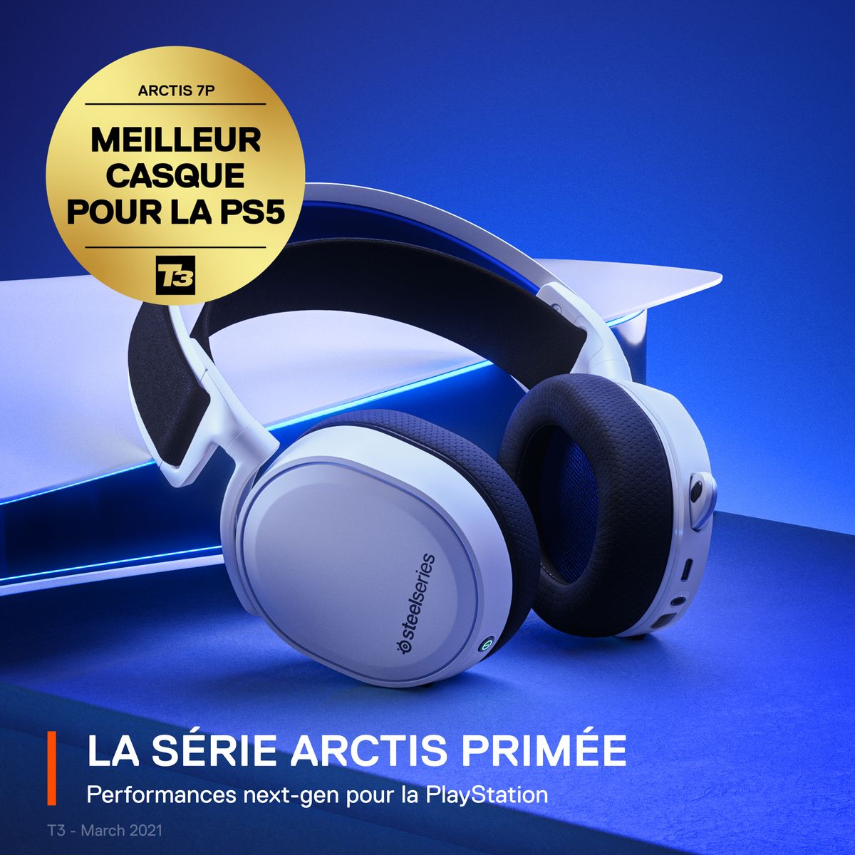 Casque Gaming Bluetooth Arctis 7P+ Blanc Multiplateforme