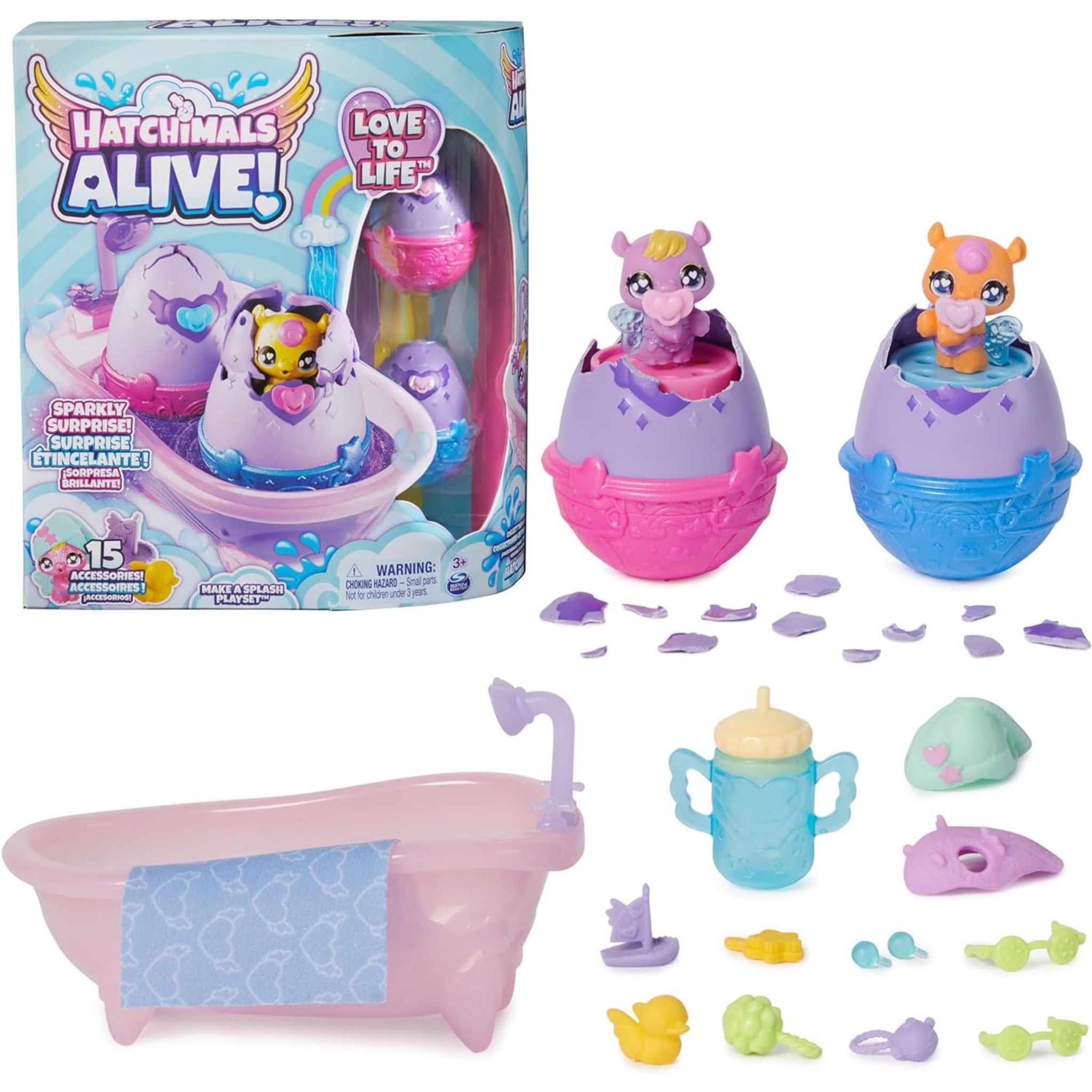 Voir la diapositive 2 : SPIN MASTER Pack de 2 Hatchimals et douche color  change