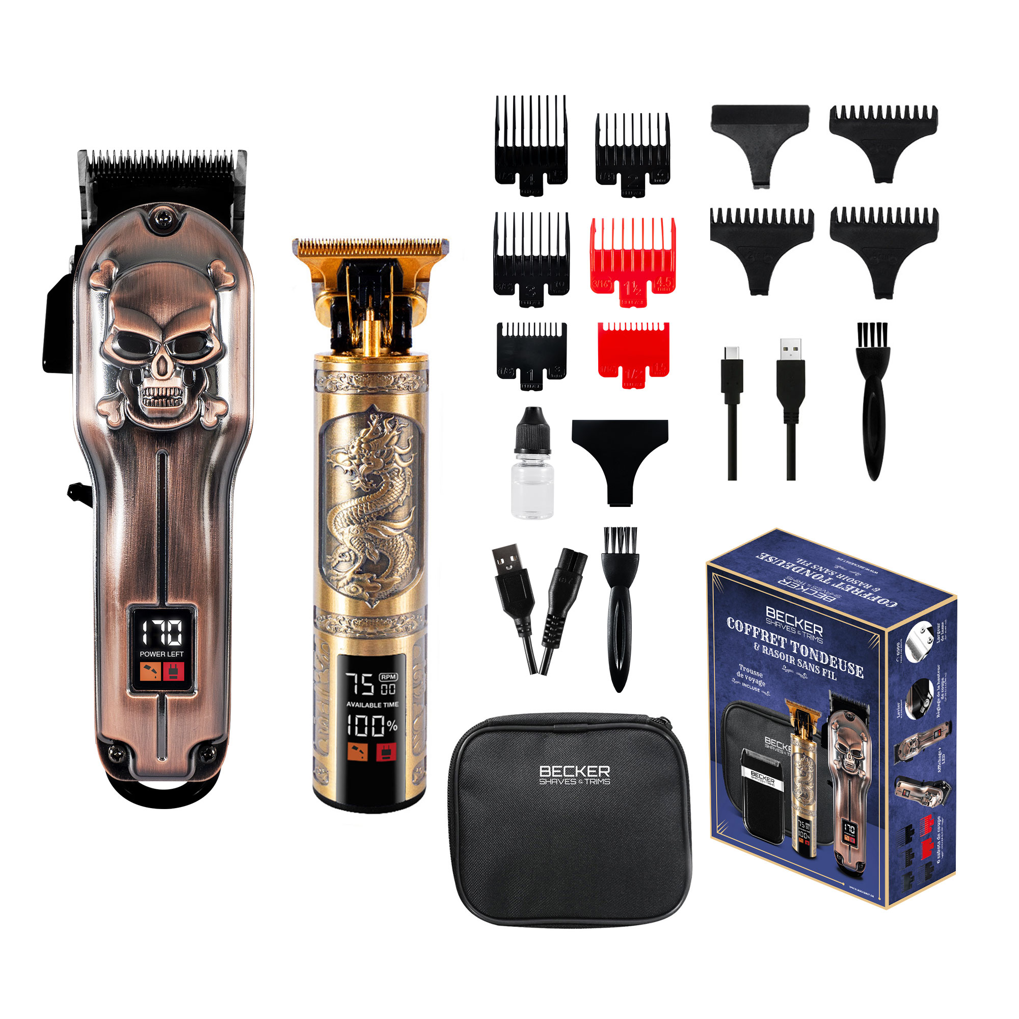 Voir la diapositive 5 : BECKER SHAVES & TRIMS Kit tondeuse et rasoir sans fil STRIMS LAB - Multicouleur