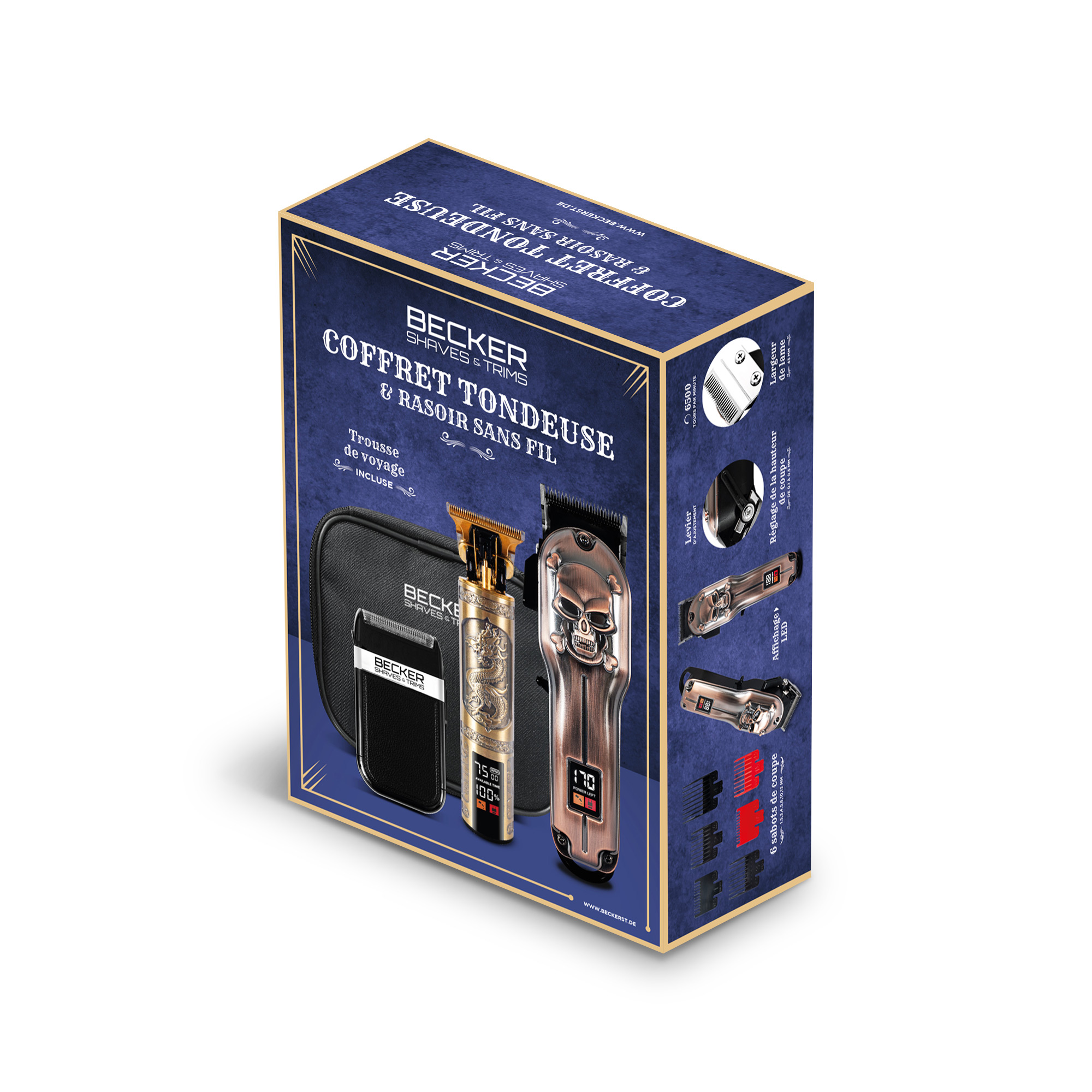 Voir la diapositive 7 : BECKER SHAVES & TRIMS Kit tondeuse et rasoir sans fil STRIMS LAB - Multicouleur