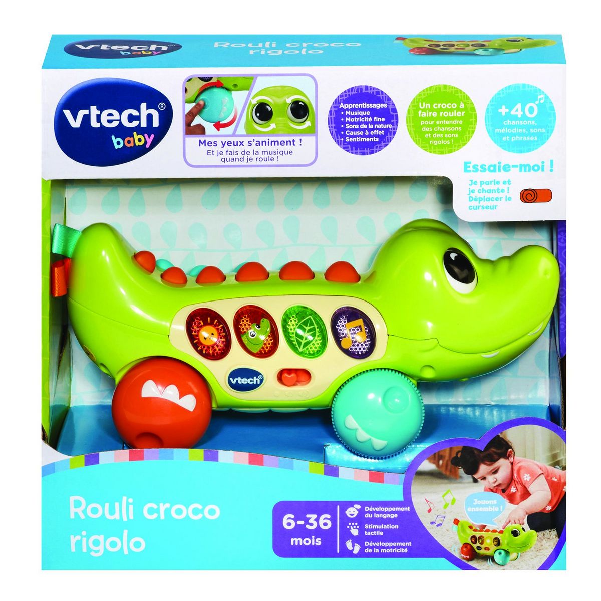 VTECH Jouet à tirer Rouli croco rigolo