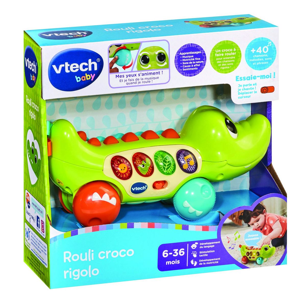 VTECH Jouet à tirer Rouli croco rigolo