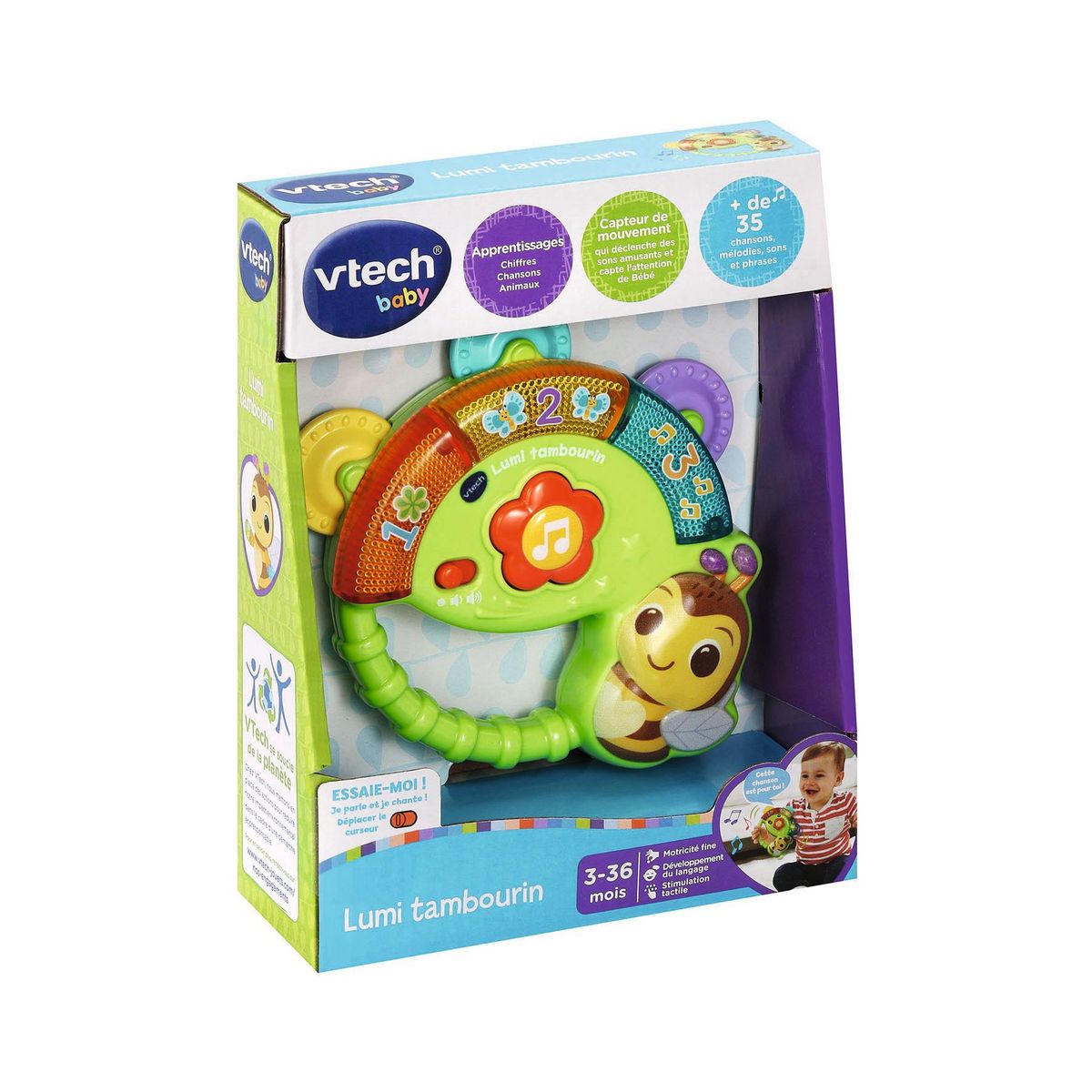 VTECH Jouet musical d'éveil Baby Lumi tambourin