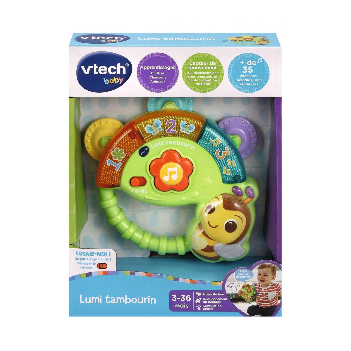 VTECH Jouet musical d'éveil Baby Lumi tambourin