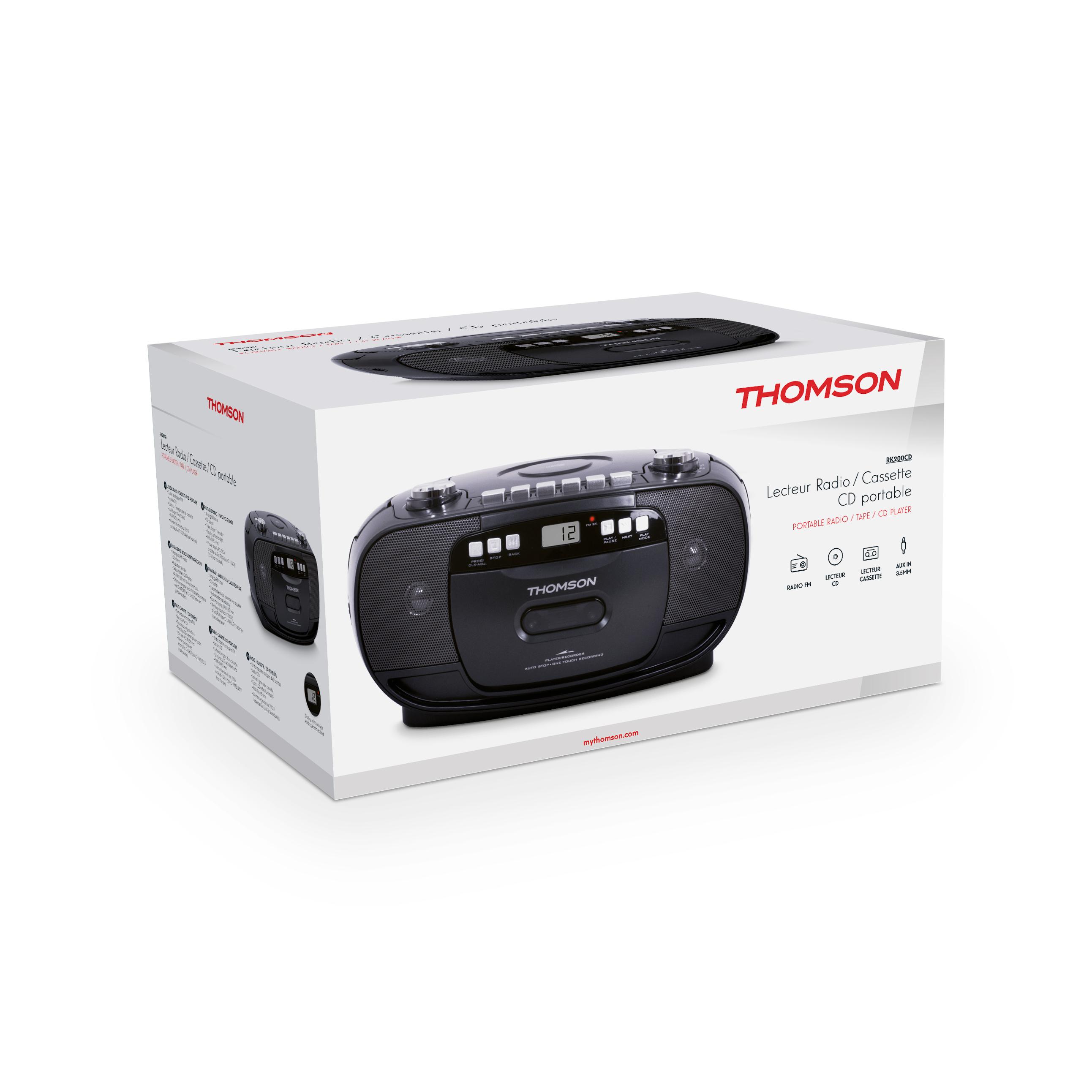 Voir la diapositive 6 : THOMSON Lecteur Radio/K7/CD portable RK200CD - Noir