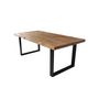 Voir la diapositive 2 : Table à manger 8 personnes en chêne massif finition huilée et pieds métal 200X100 FAUVE