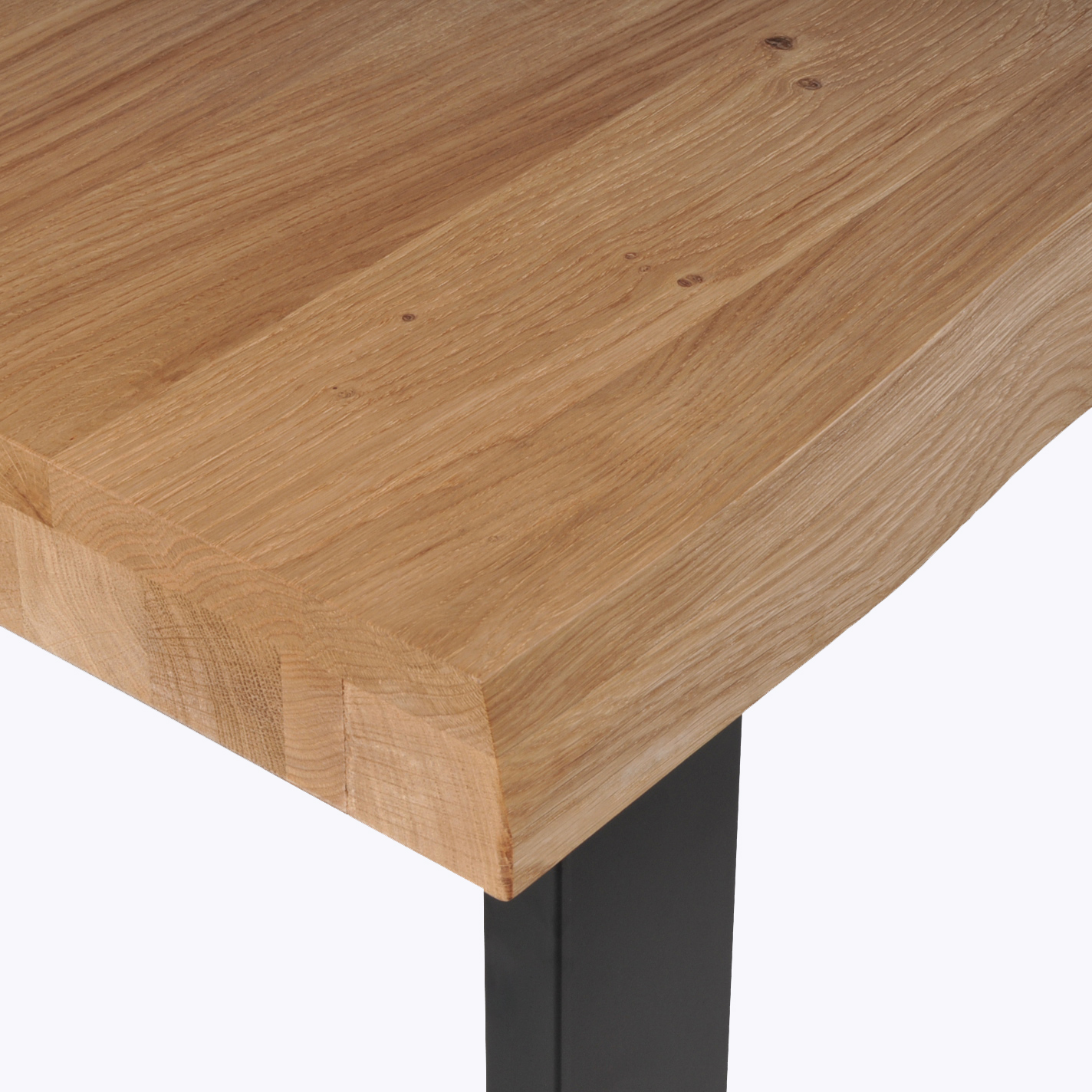 Voir la diapositive 3 : Table à manger 8 personnes en chêne massif finition huilée et pieds métal 200X100 FAUVE