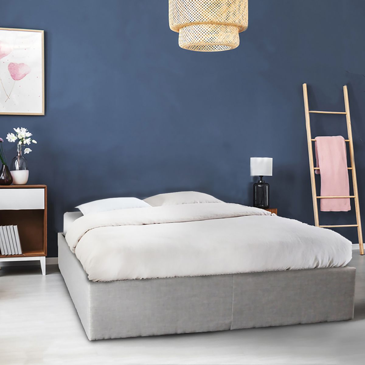 Lit coffre double 140x200 cm avec sommier MILA