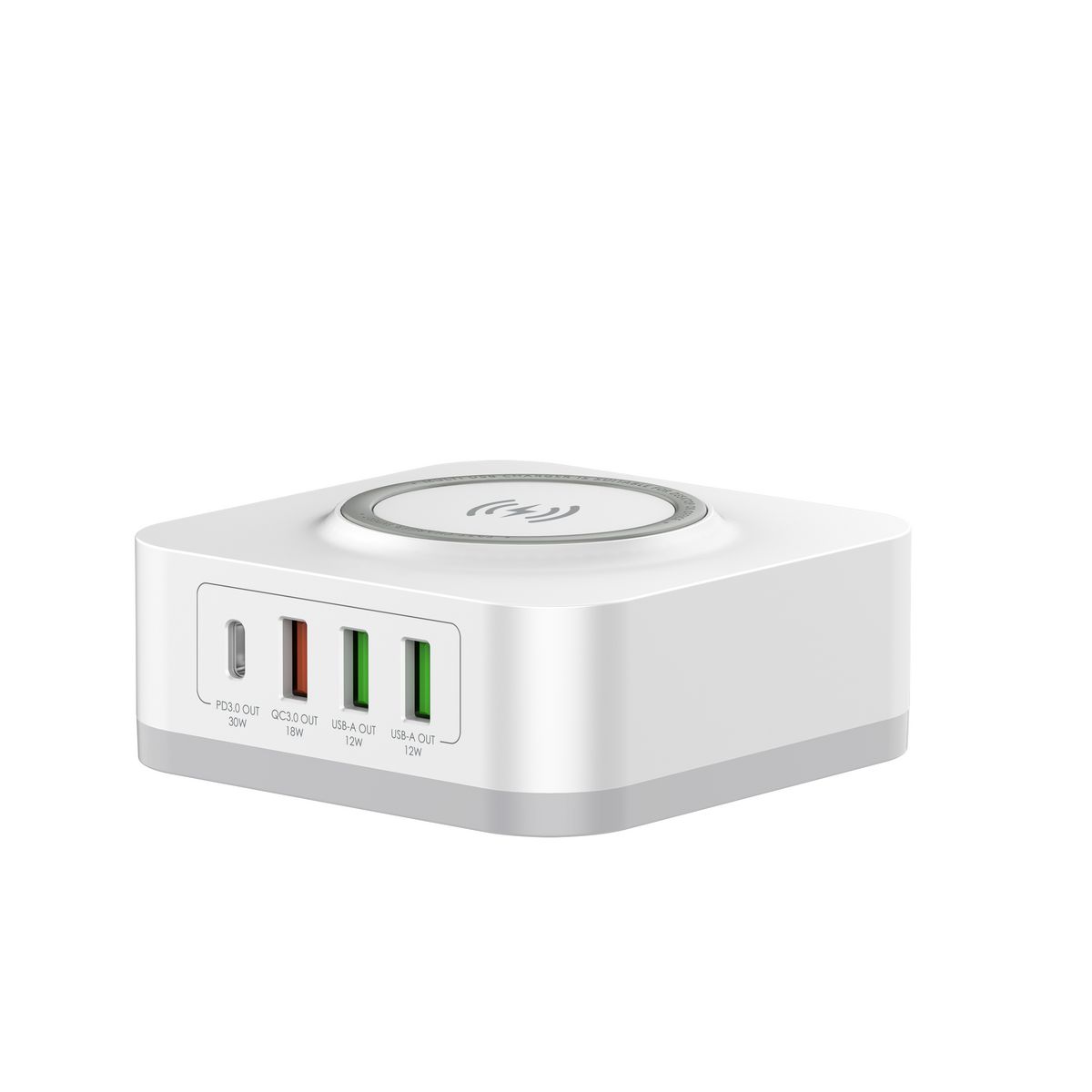 WEENECT Chargeur secteur 5-en-1 induction + 4 ports USB - Blanc