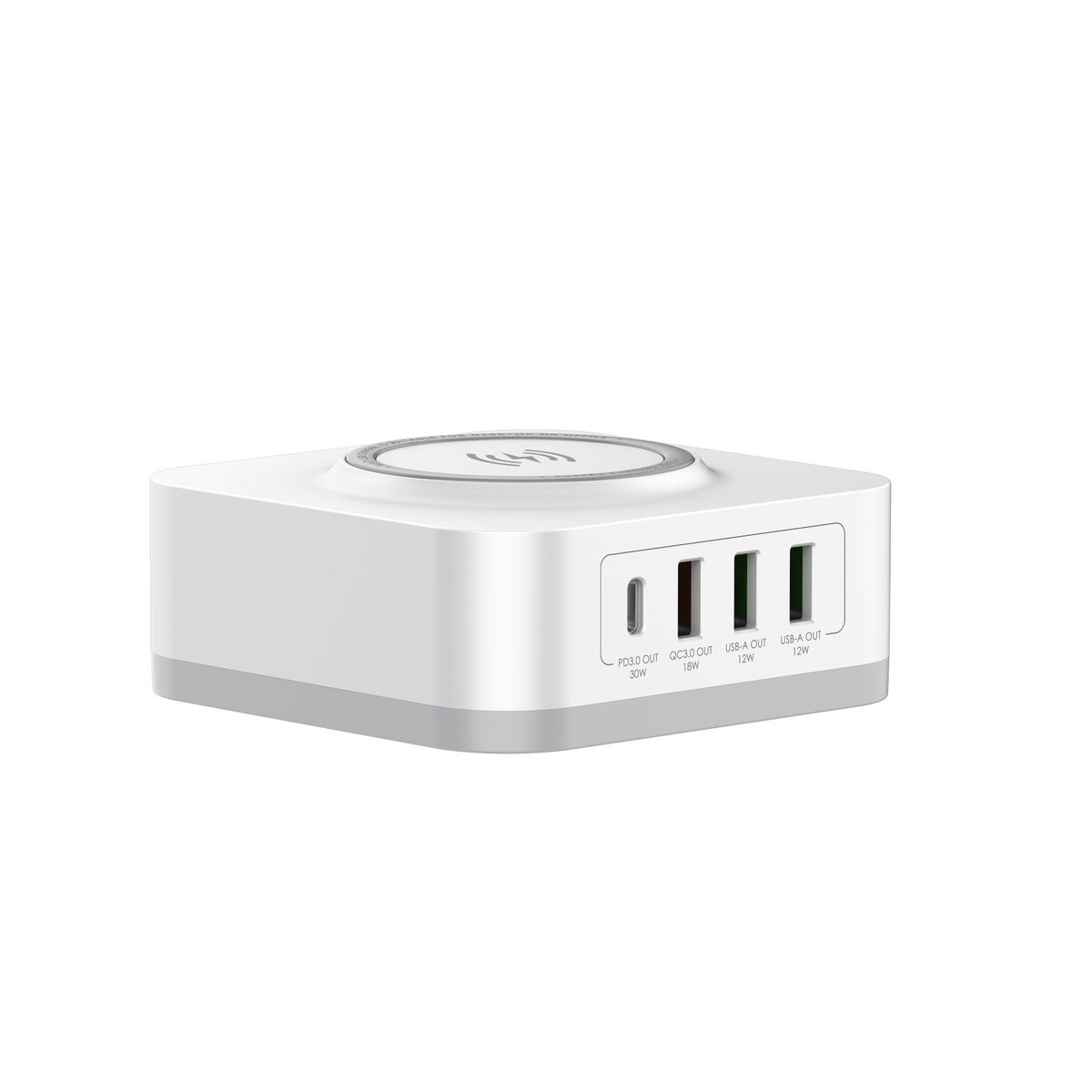 WEENECT Chargeur secteur 5-en-1 induction + 4 ports USB - Blanc