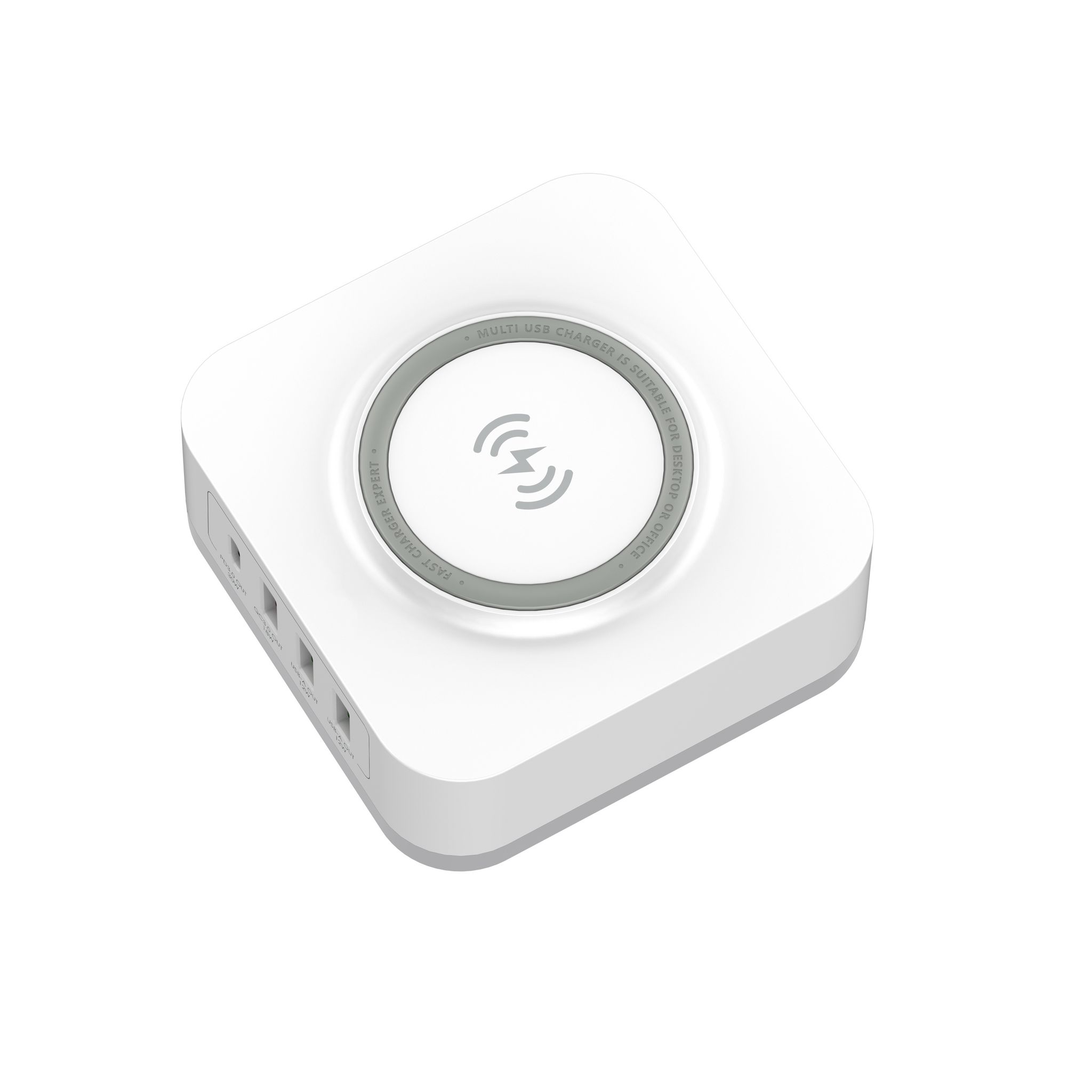 Voir la diapositive 7 : WEENECT Chargeur secteur 5-en-1 induction + 4 ports USB - Blanc