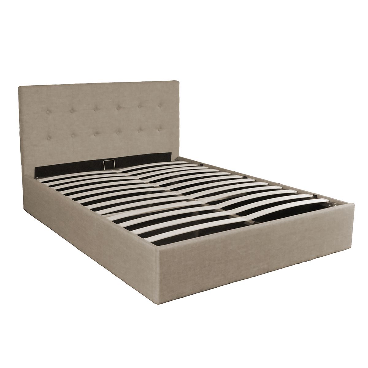 Lit coffre avec tête de lit capitonnée, livré avec sommier 140x190 CM CATANE