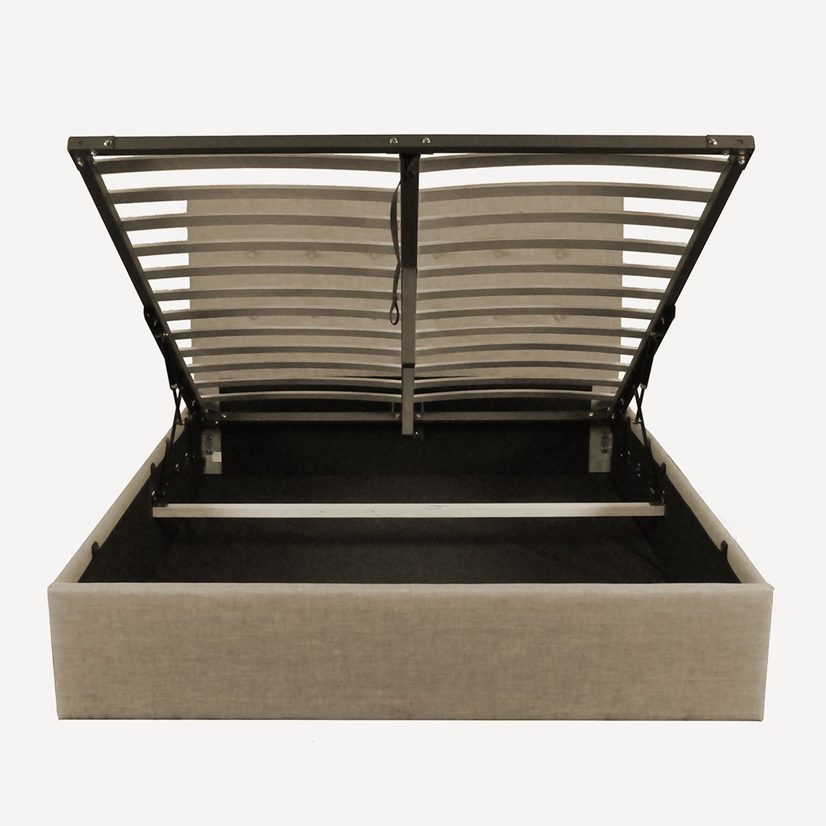 Lit coffre avec tête de lit capitonnée, livré avec sommier 140x190 CM CATANE