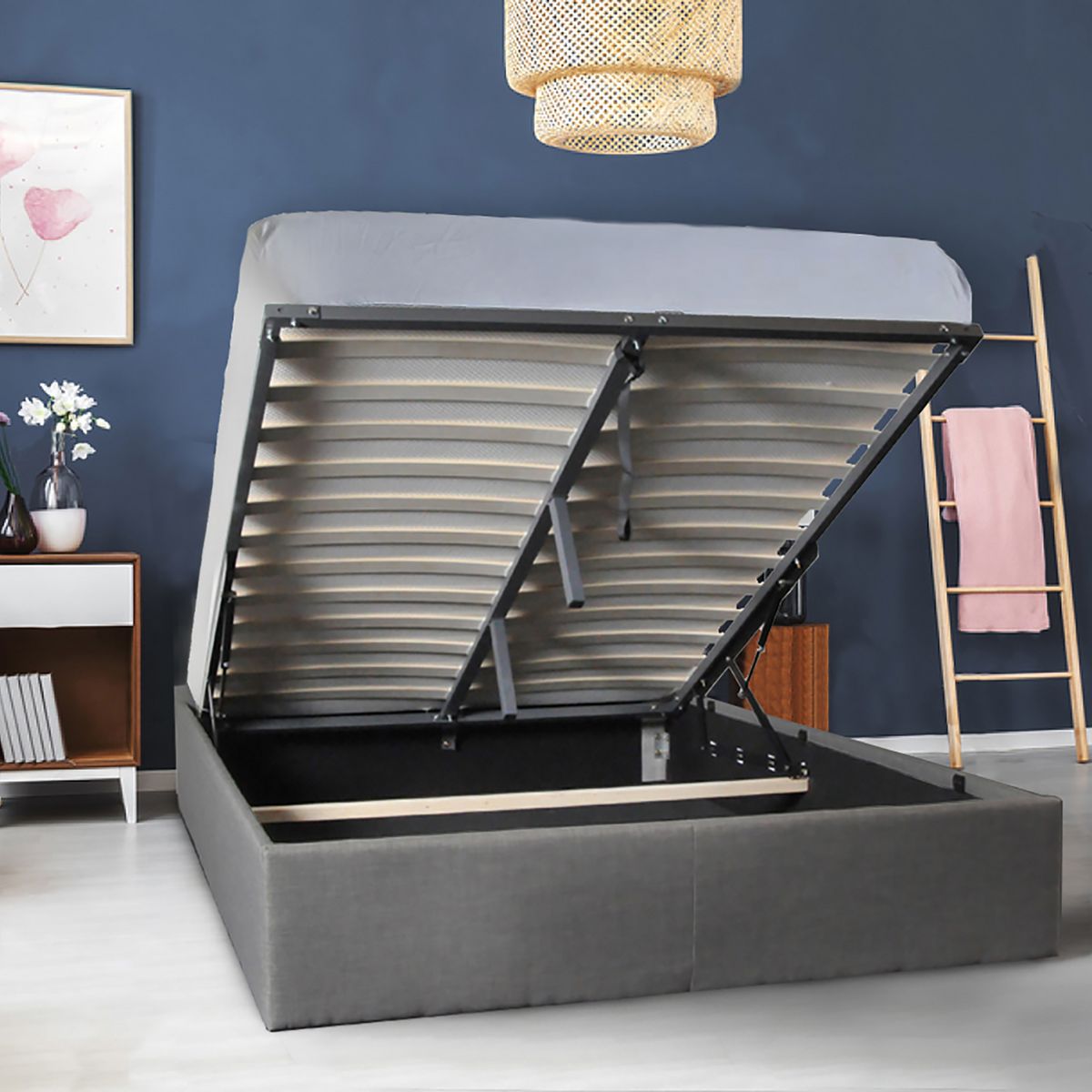 Lit coffre double 140x200 cm avec sommier MILA
