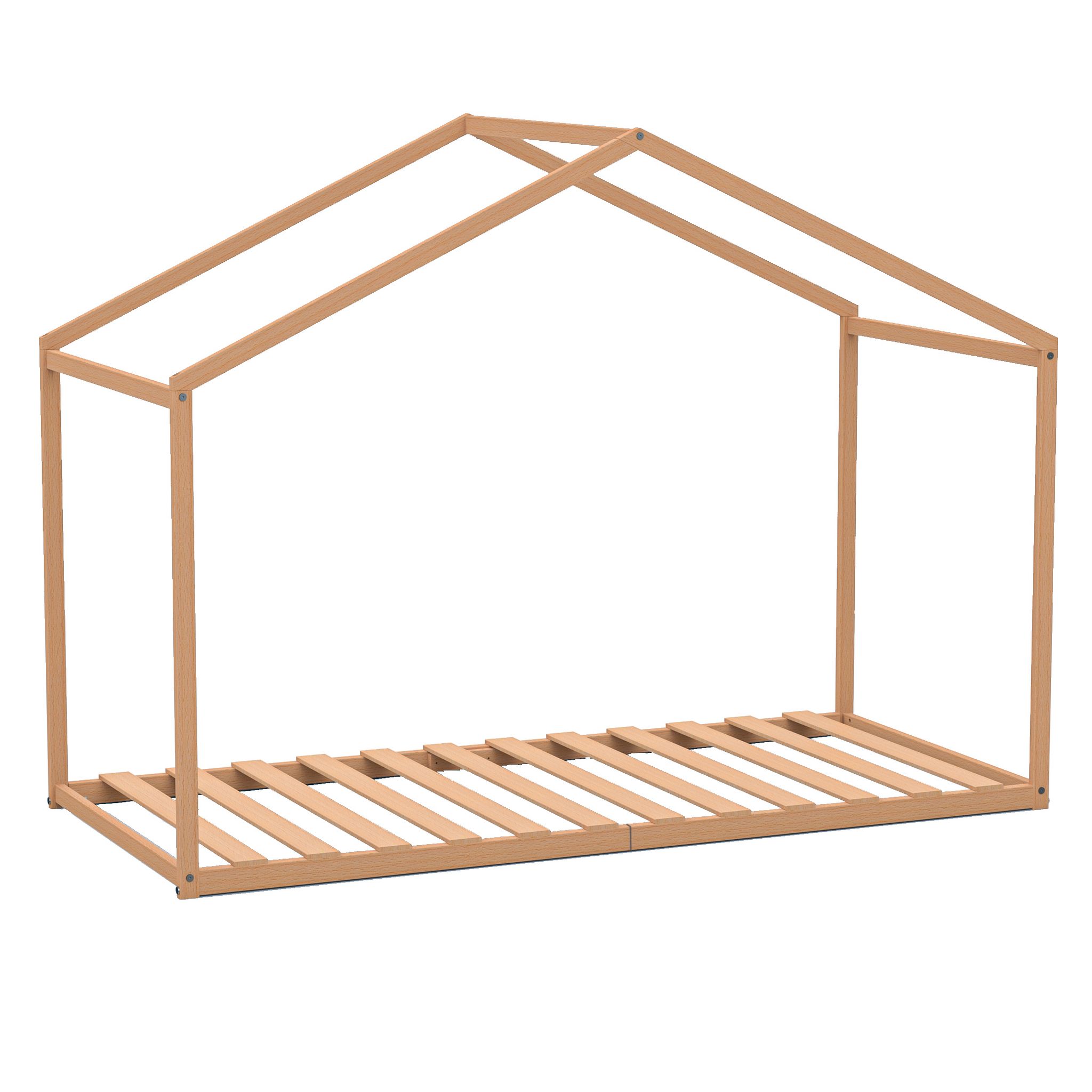 Voir la diapositive 3 : Lit cabane en bois esprit Montessori, 90x190 CM livré avec sommier PETER