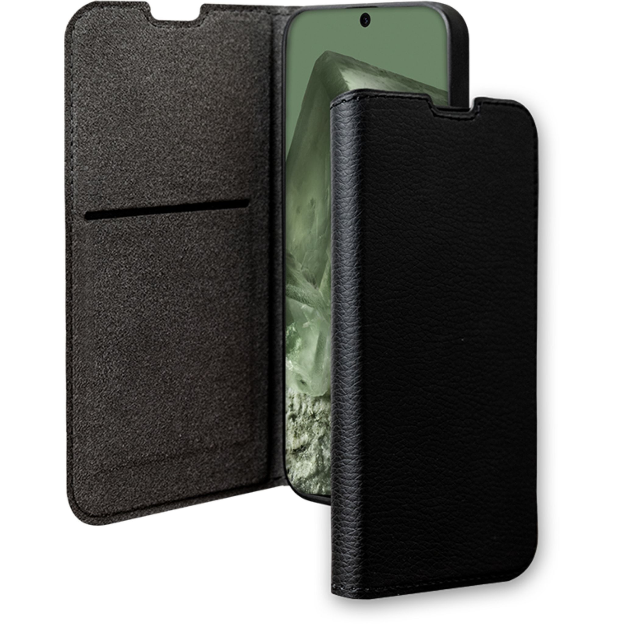 Coque Portefeuille Rabattable Pour Google Pixel 8 Pro - Cuir Synthétique, Recharge Sans Fil - Noire