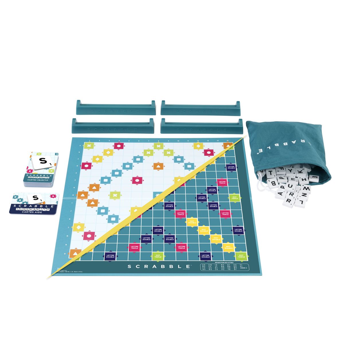 MATTEL GAMES Scrabble Classique 2 En 1 Avec Plateau Réversible - Jeu De Société - 8 Ans Et +