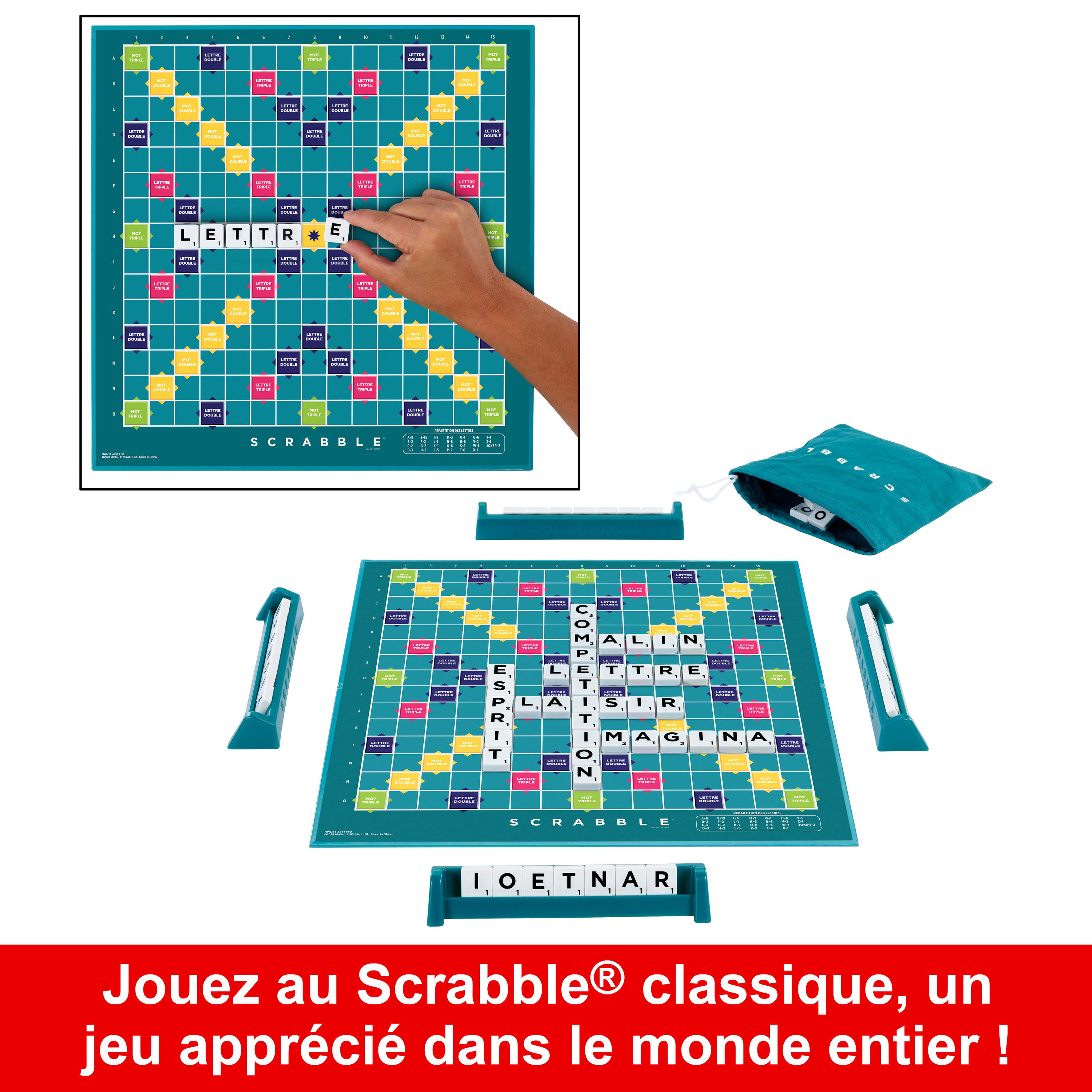 Voir la diapositive 8 : MATTEL GAMES Scrabble Classique 2 En 1 Avec Plateau Réversible - Jeu De Société - 8 Ans Et +