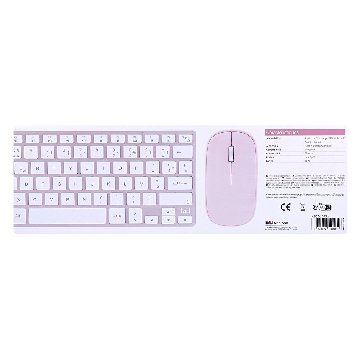 TNB Clavier + souris sans fil - Rose