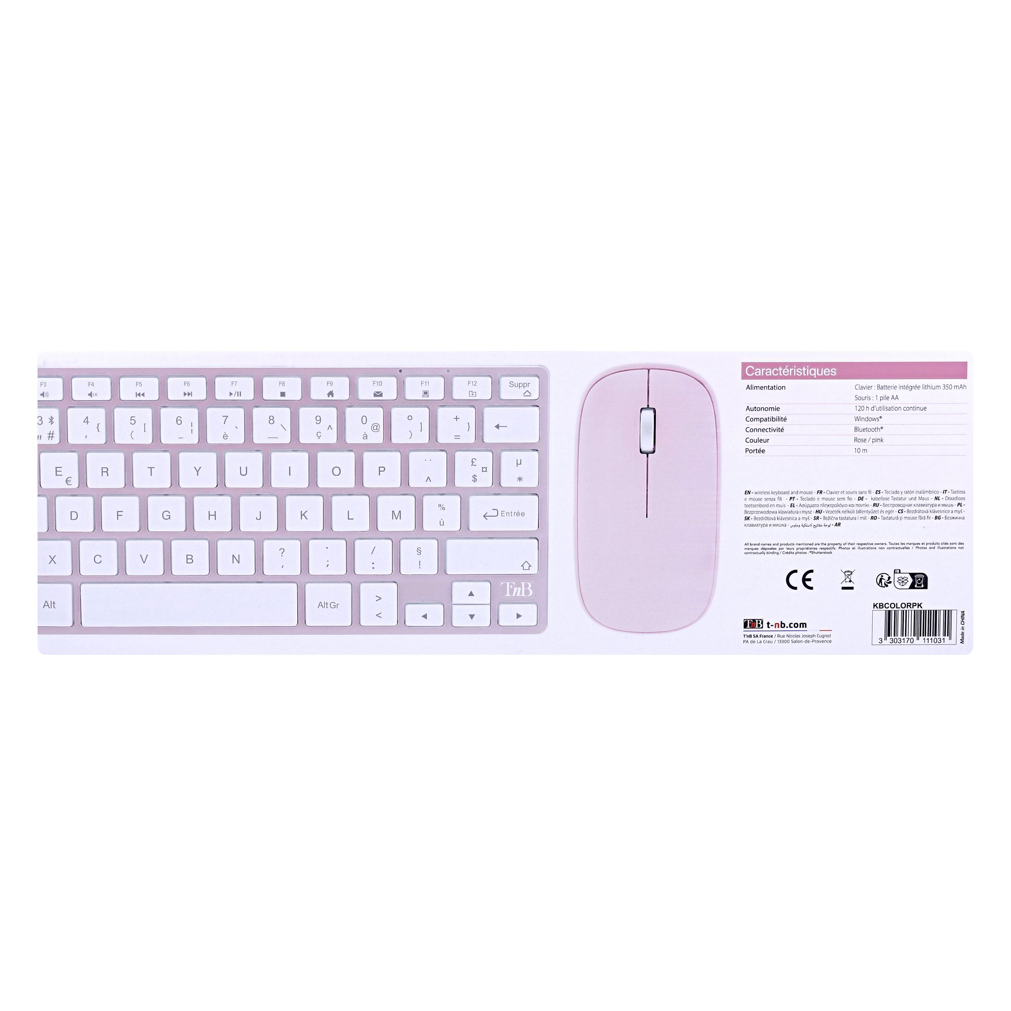 Voir la diapositive 4 : TNB Clavier + souris sans fil - Rose