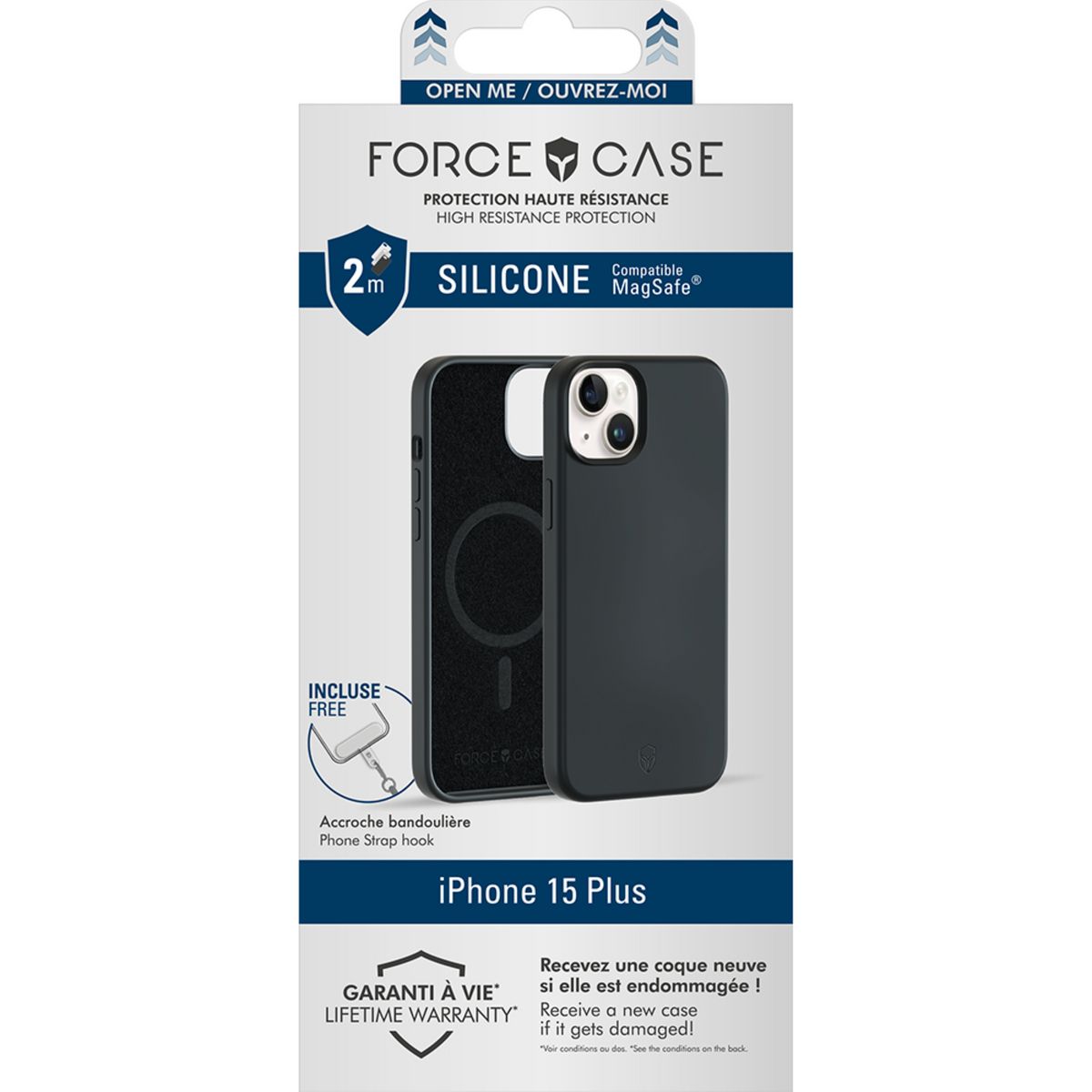 FORCE CASE Coque silicone Magsafe pour iPhone 15 Plus - Noir