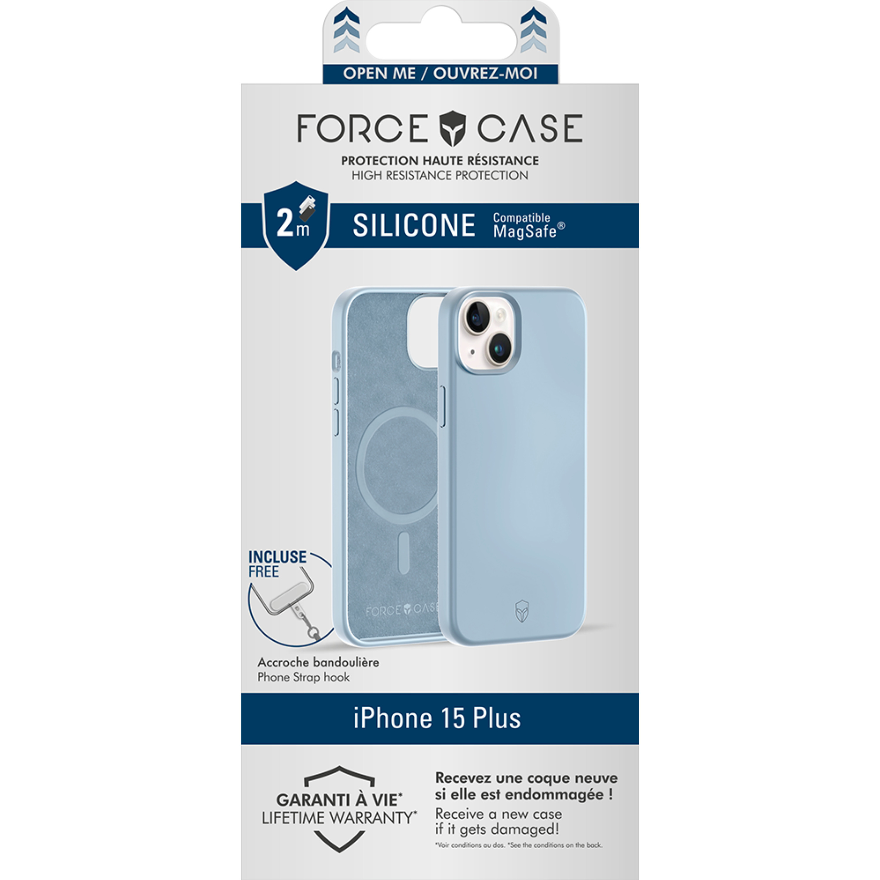 Voir la diapositive 2 : FORCE CASE Coque silicone Magsafe pour iPhone 15 Plus - Bleu ciel