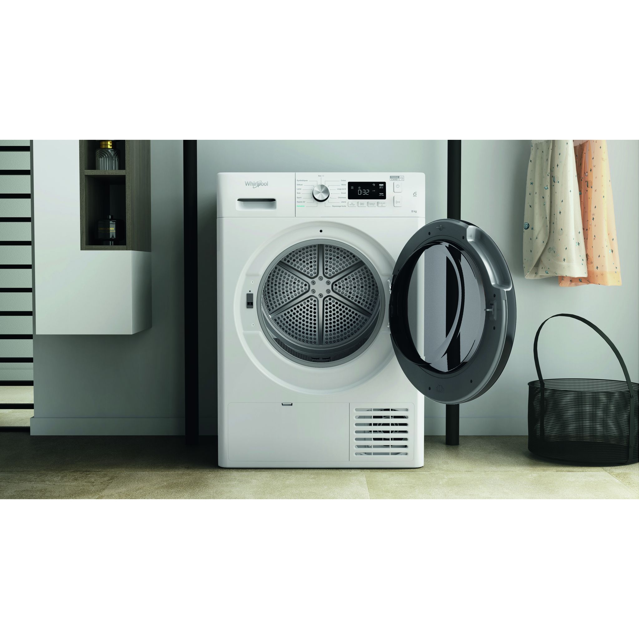 Voir la diapositive 4 : WHIRLPOOL Sèche linge hublot FFTM118X1BFR, 8 kg, Pompe à chaleur, A+