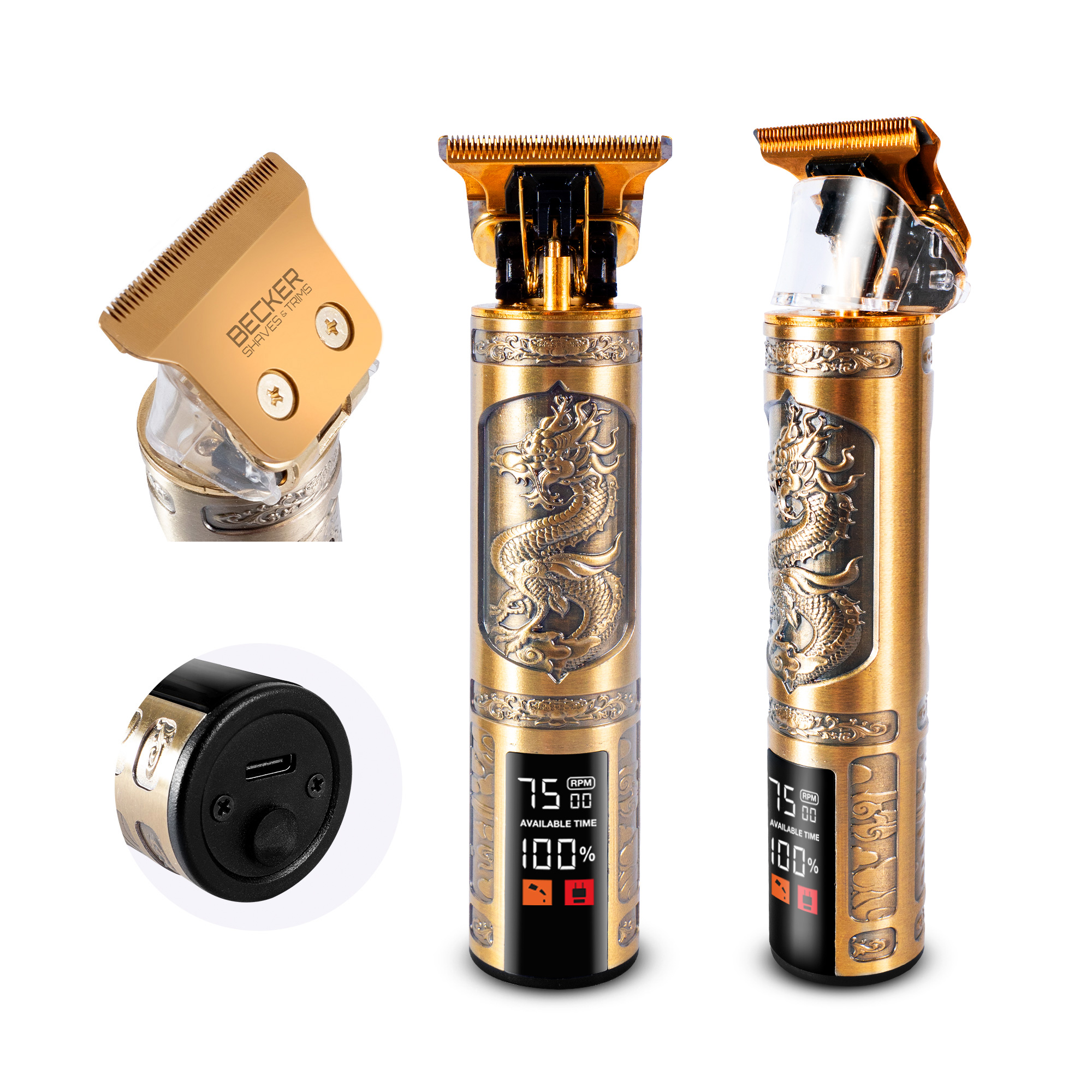 Voir la diapositive 3 : BECKER SHAVES & TRIMS Kit tondeuse sans fil Twinbarber - Or