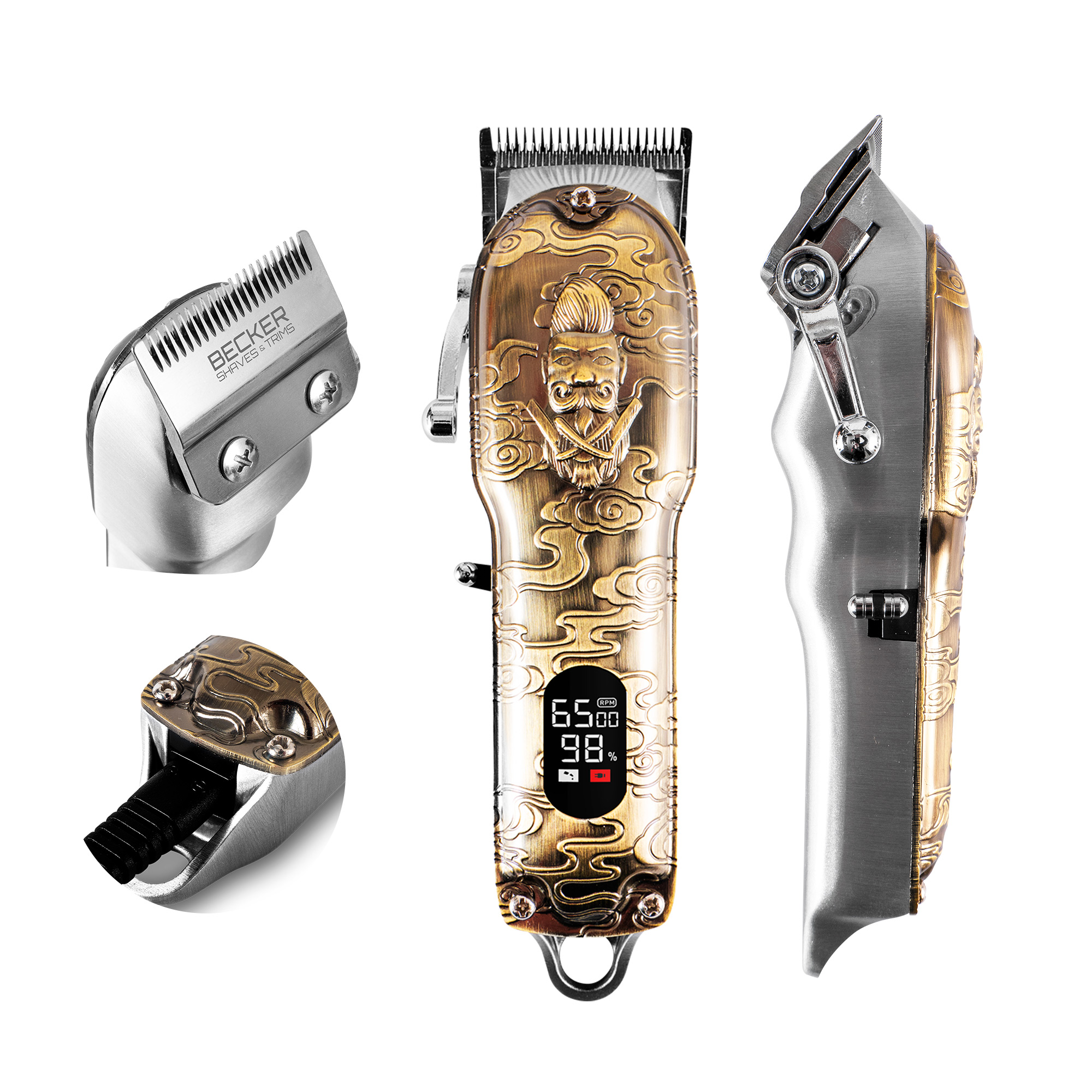 Voir la diapositive 6 : BECKER SHAVES & TRIMS Kit tondeuse sans fil Twinbarber - Or