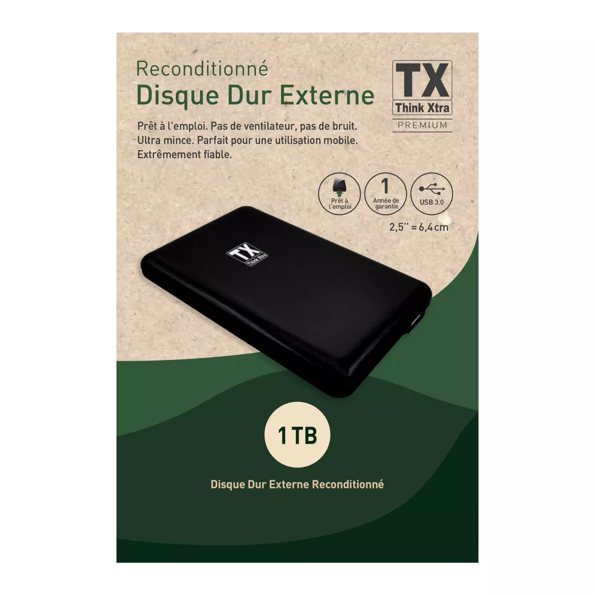 TX Disque dur externe reconditionné 1 TO USB 3.0 - Noir