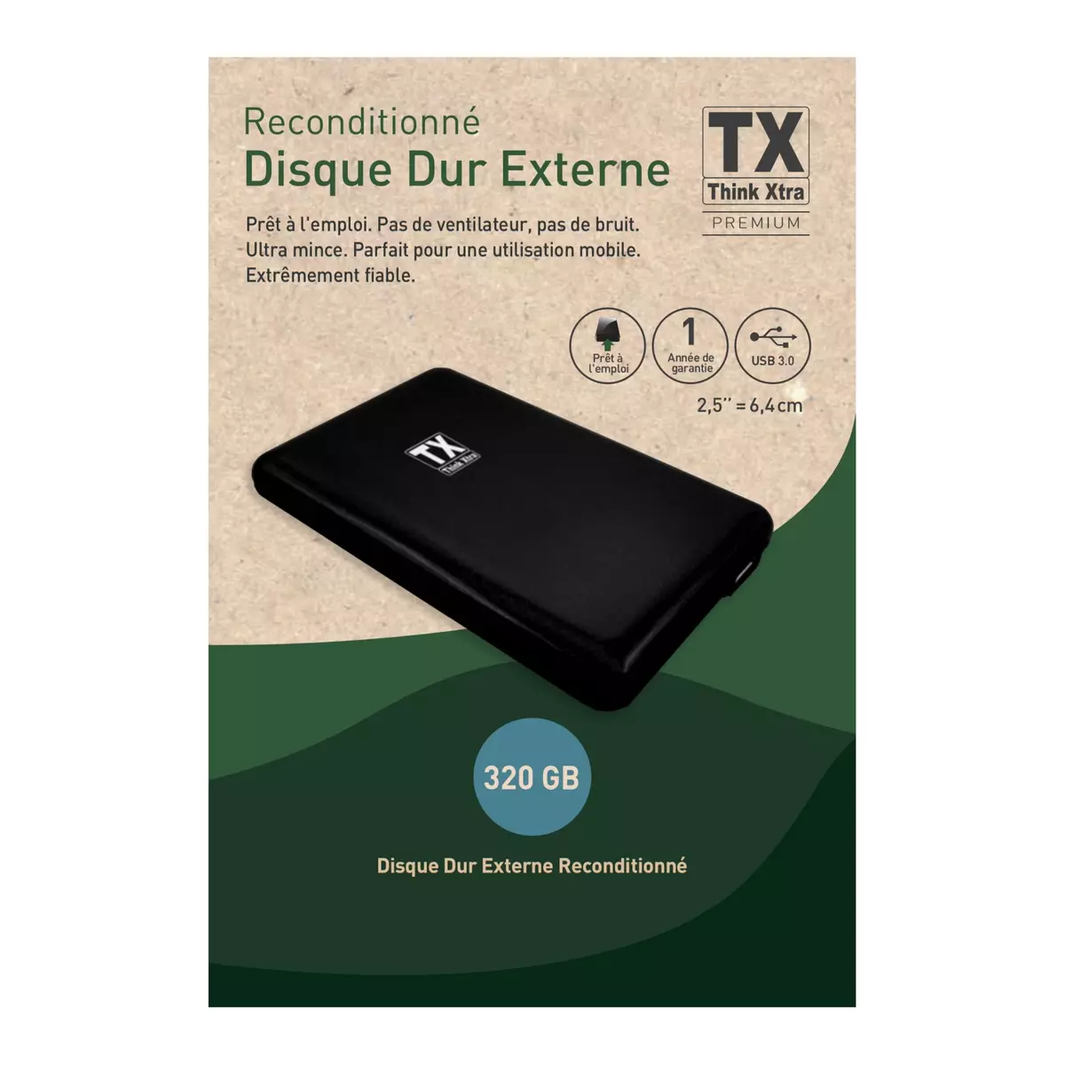 TX Disque dur externe reconditionné 320 GO USB 3.0 - Noir pas cher