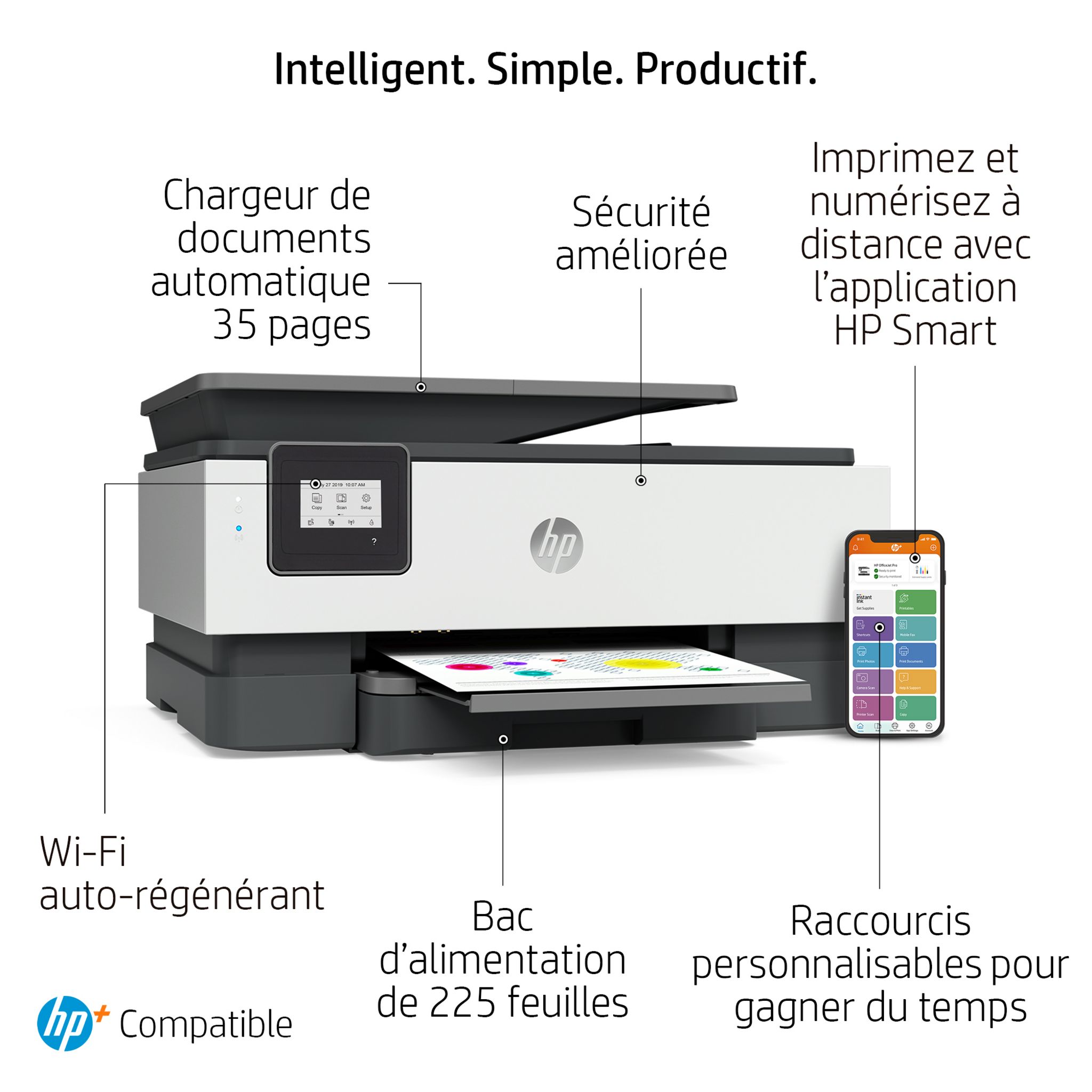 Voir la diapositive 2 : HP Imprimante Tout-en-un  OfficeJet 8012e - Noir/Blanc
