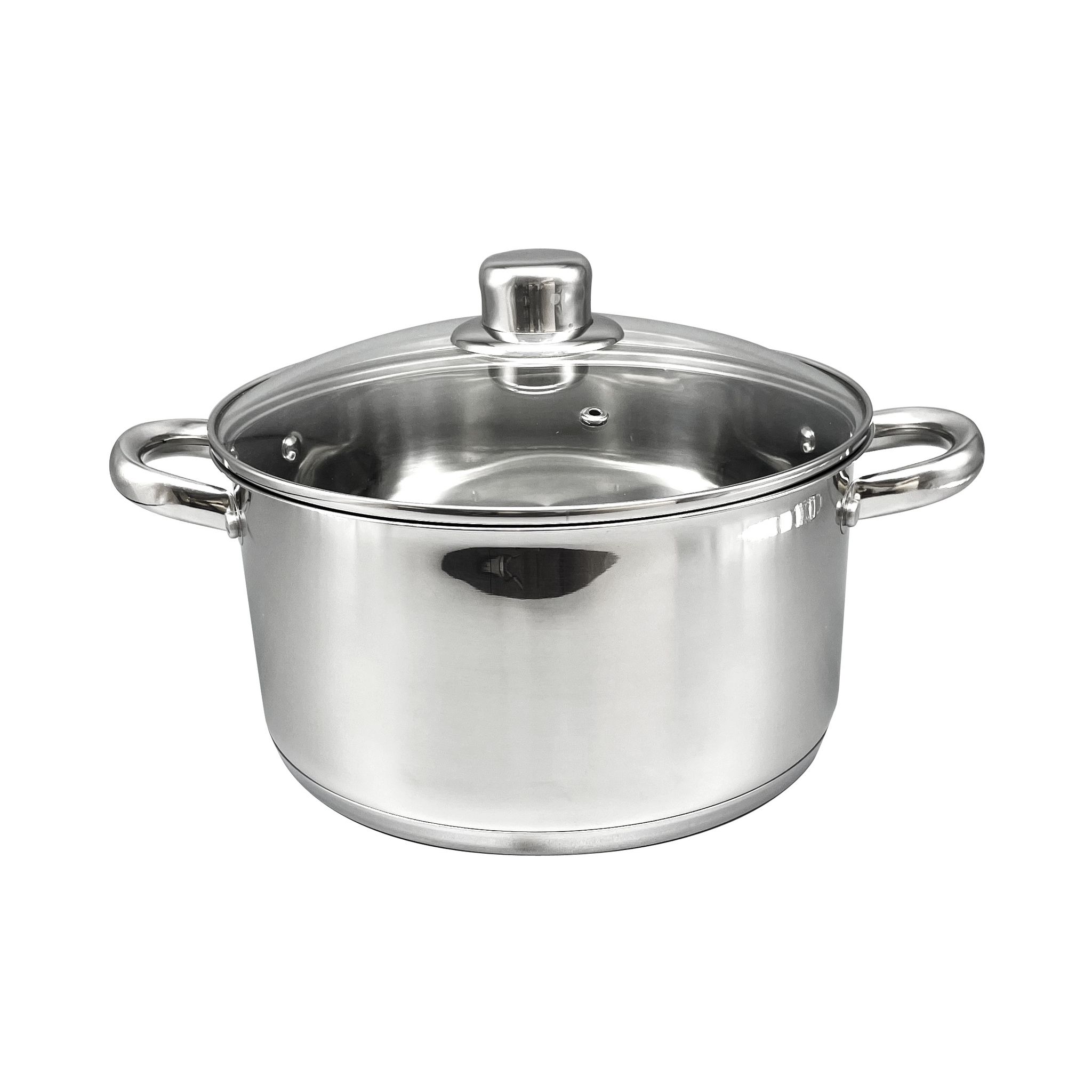 Voir la diapositive 1 : Faitout acier inoxydable 24 cm tous feux dont induction avec couvercle en verre