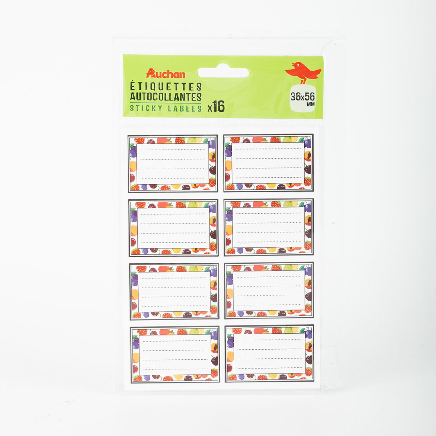 AUCHAN Étiquettes pour confitures 56x36mm x16