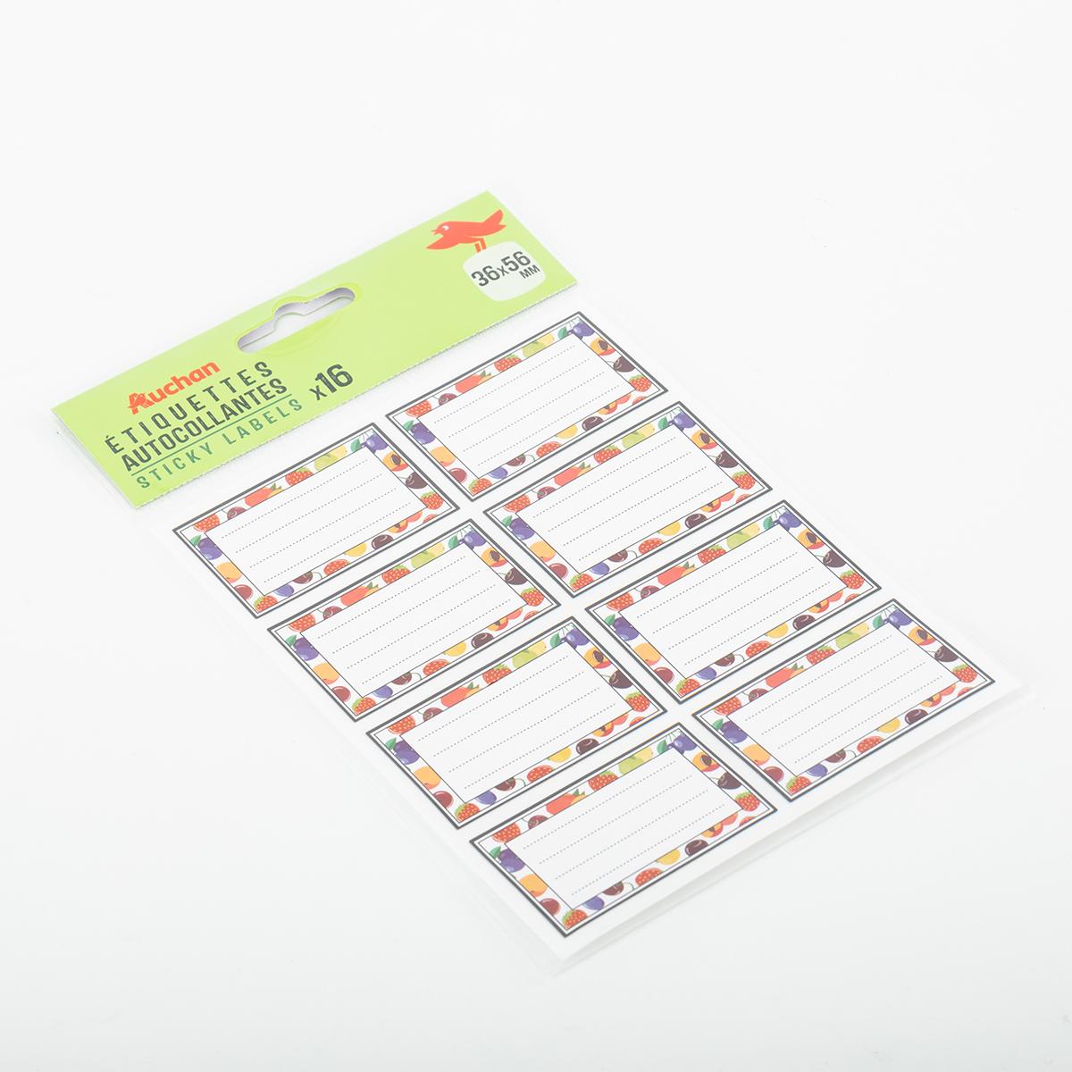 Voir la diapositive 2 : AUCHAN Étiquettes pour confitures 56x36mm x16