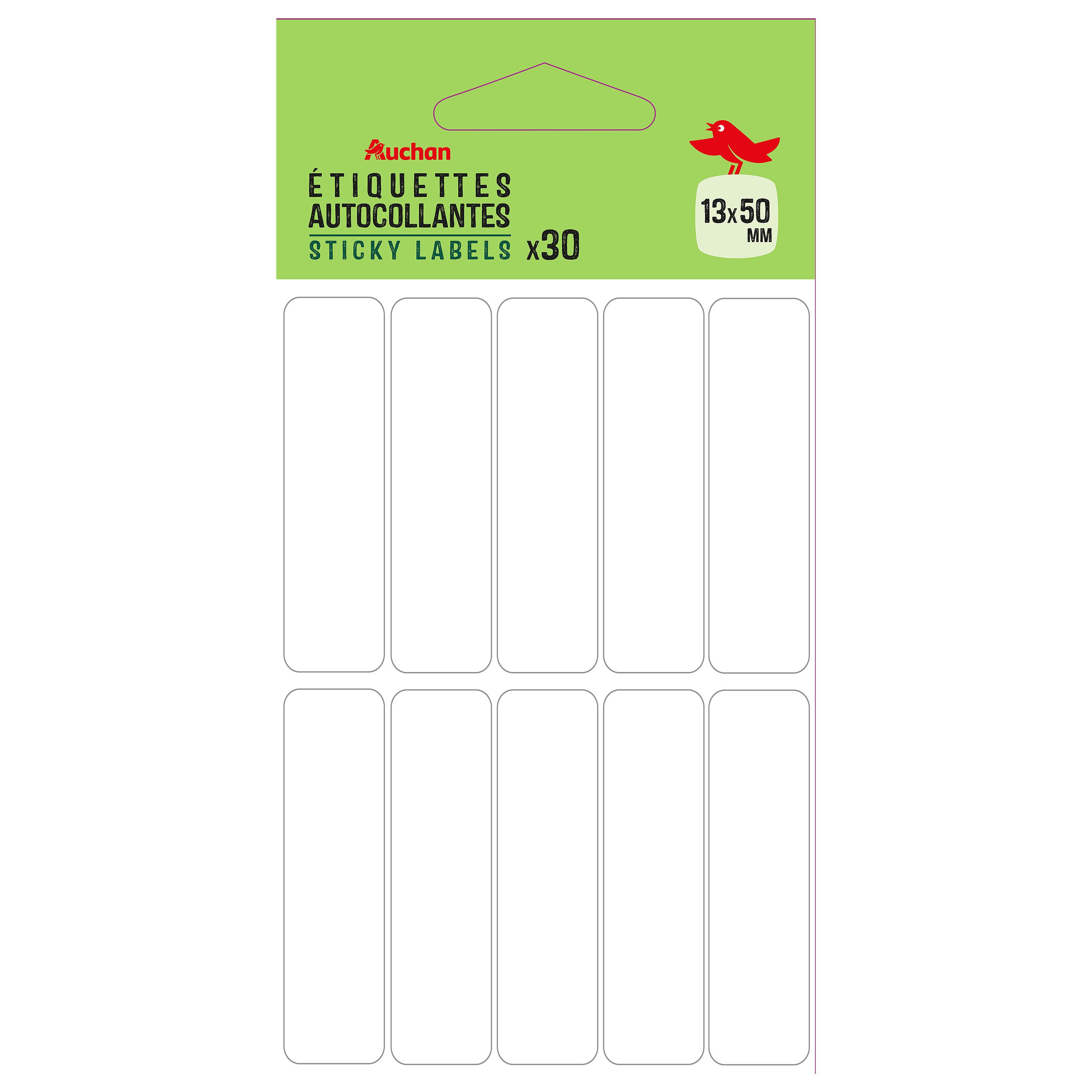 AUCHAN Étiquette blanches 13x50mm x30