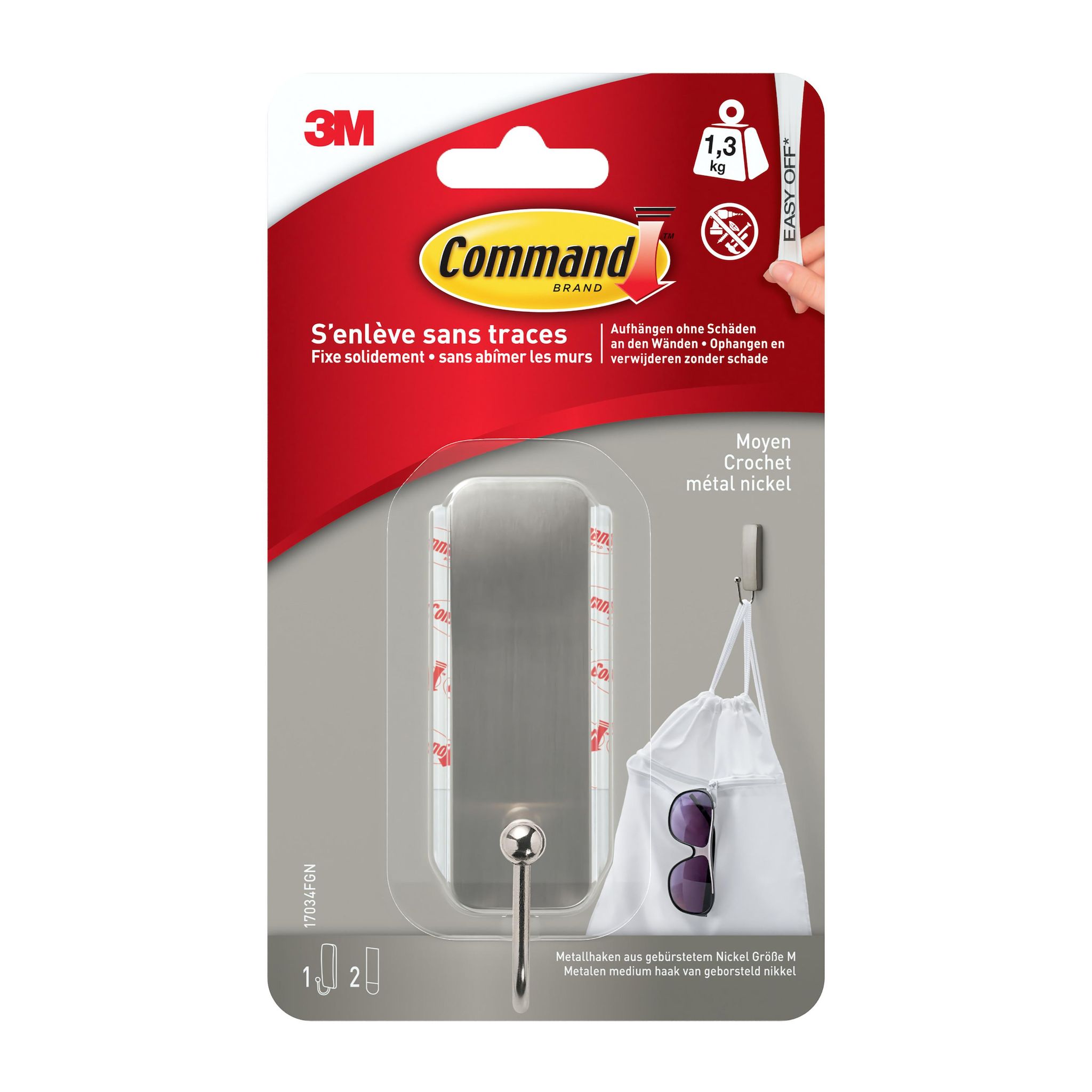 3M Crochet métal courbe grand modèle