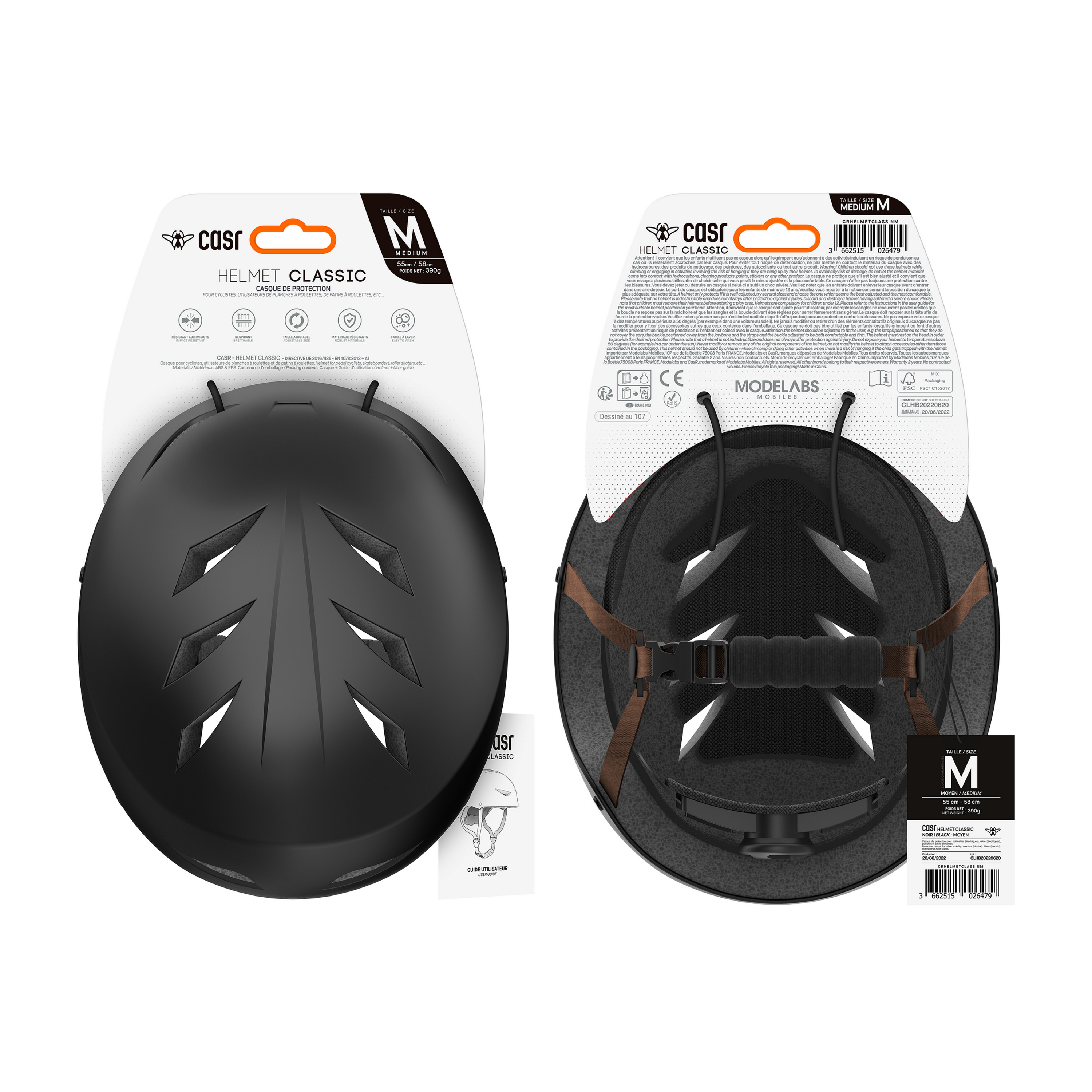 Voir la diapositive 2 : CASR Casque Classique taille M - Noir