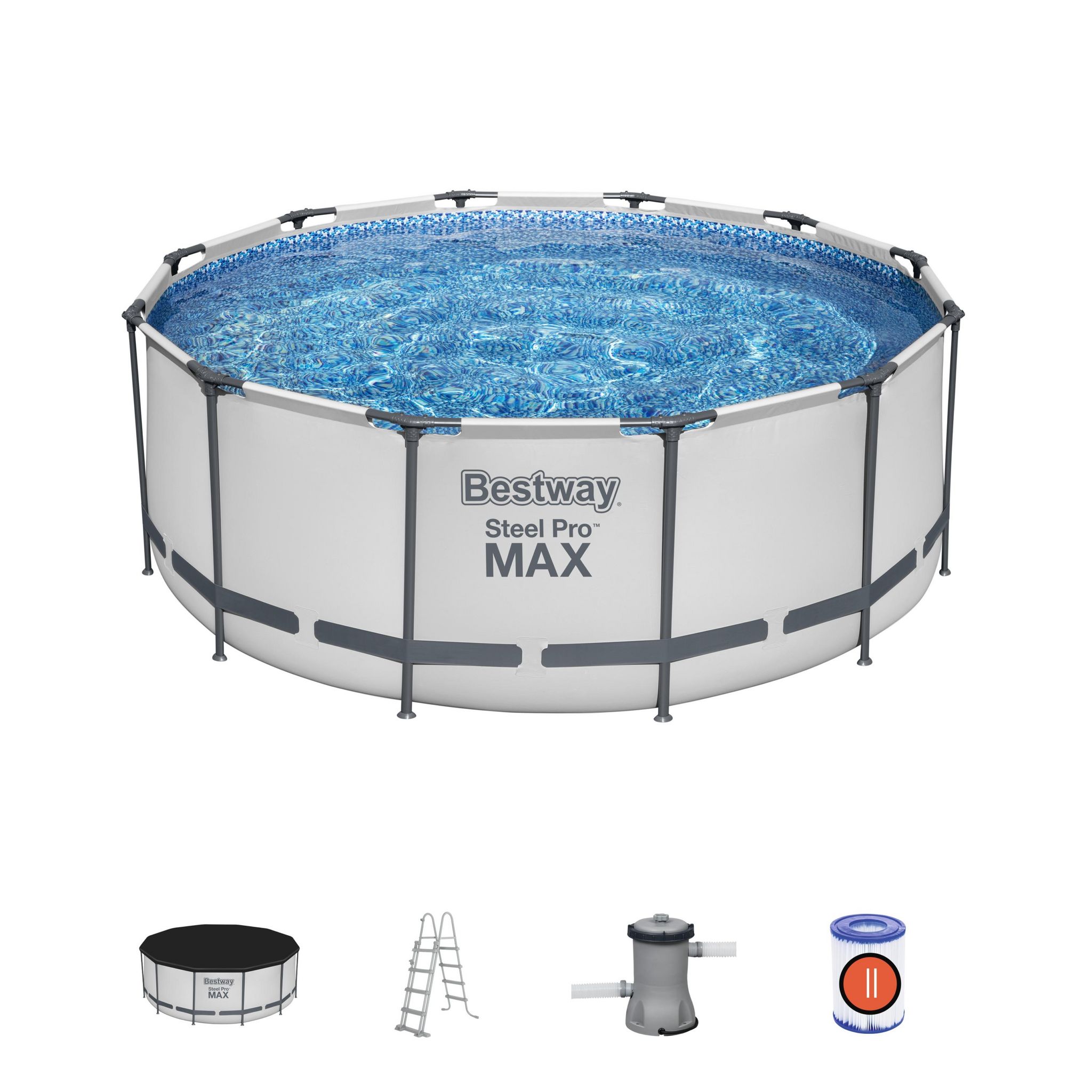 Voir la diapositive 2 : BESTWAY Piscine tubulaire ronde Ø 3,66 x 1,22 m Steel Pro Max