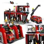 LEGO City 60414 La Caserne et le Camion de Pompiers, Jouet de Figurine de Chien et 5 Minifigurines, Cadeau Enfants
