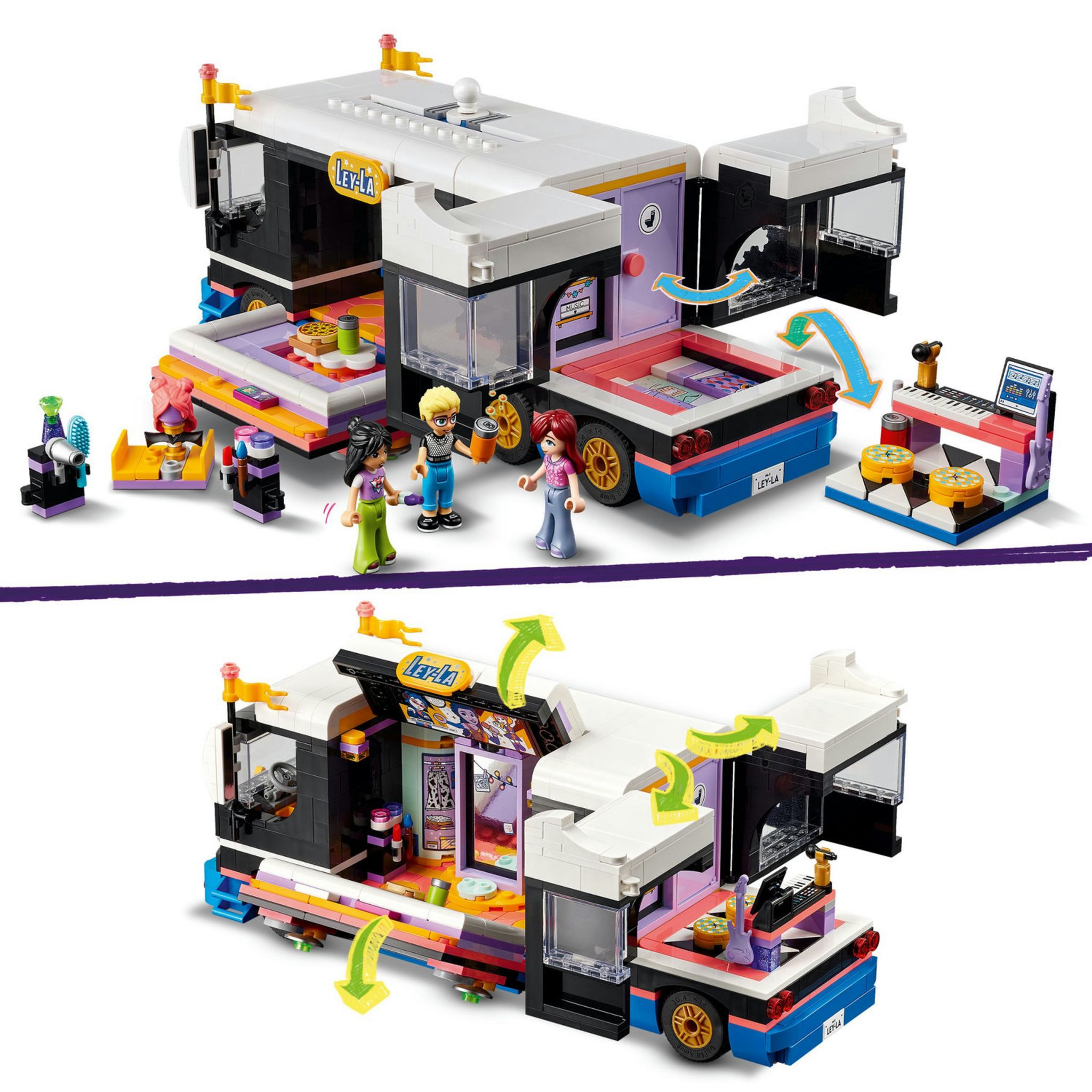 Voir la diapositive 4 : LEGO Friends 42619 Le Tourbus de la Star de la Pop, Jouet Musical avec 4 Mini-Poupées, Cadeau pour Enfants Dès 8 Ans