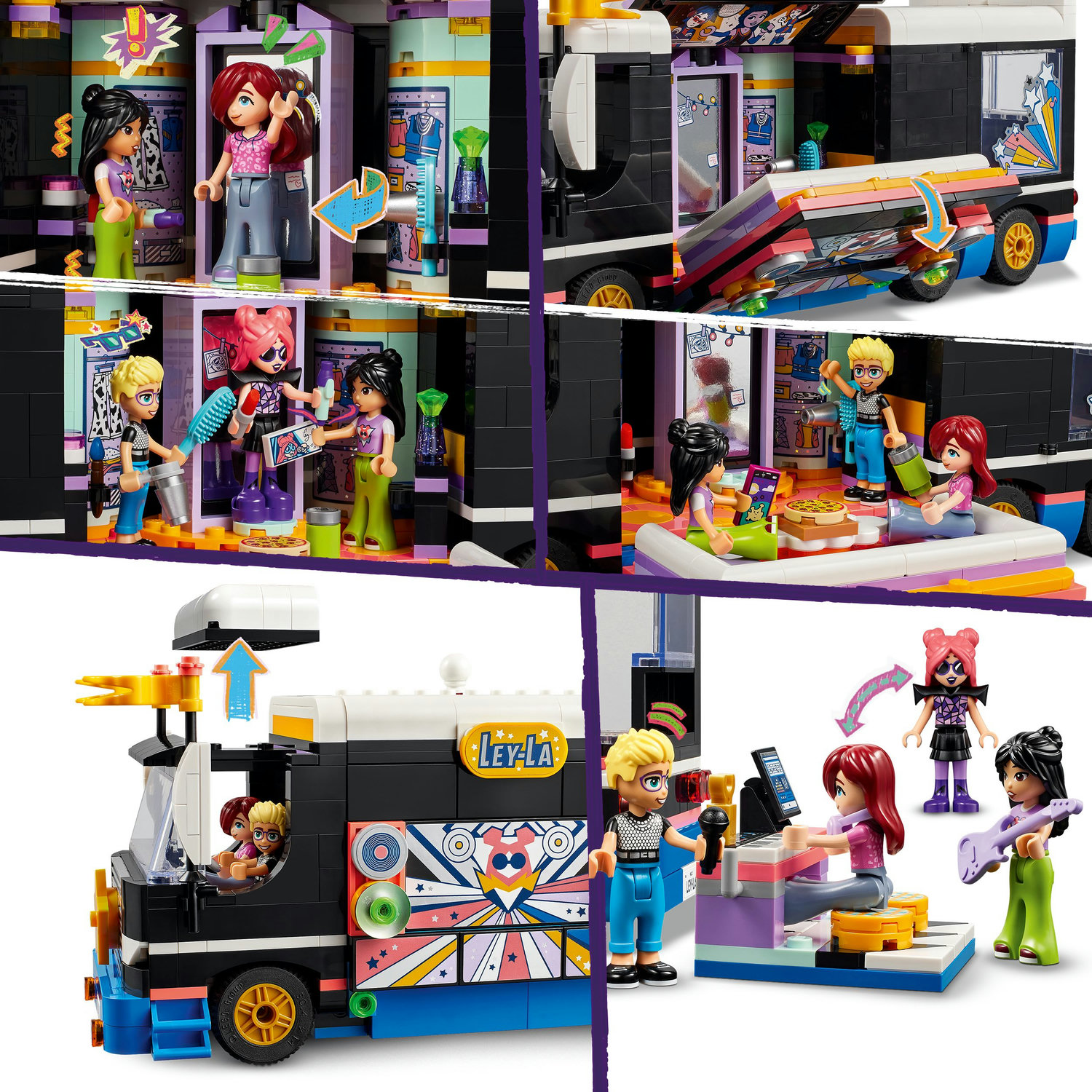Voir la diapositive 5 : LEGO Friends 42619 Le Tourbus de la Star de la Pop, Jouet Musical avec 4 Mini-Poupées, Cadeau pour Enfants Dès 8 Ans
