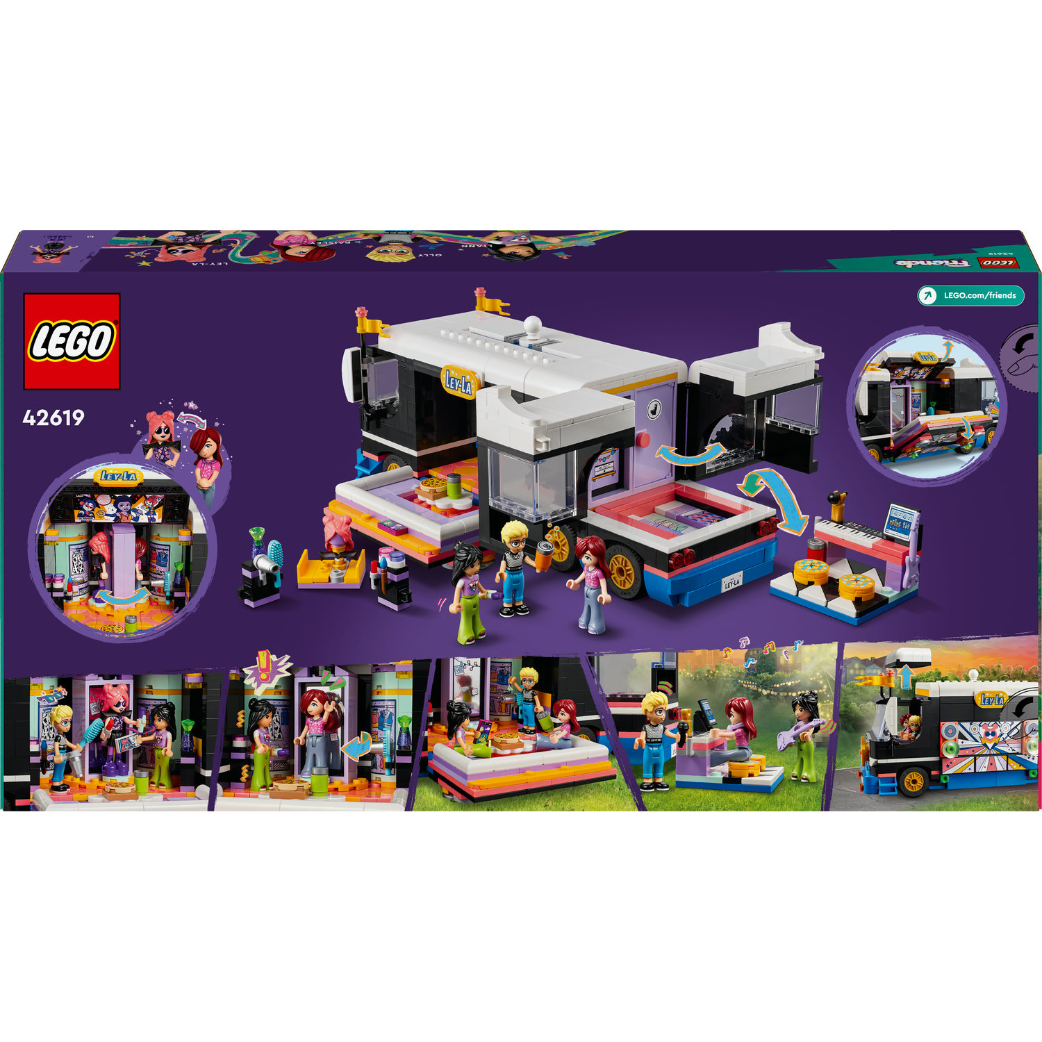 Voir la diapositive 7 : LEGO Friends 42619 Le Tourbus de la Star de la Pop, Jouet Musical avec 4 Mini-Poupées, Cadeau pour Enfants Dès 8 Ans