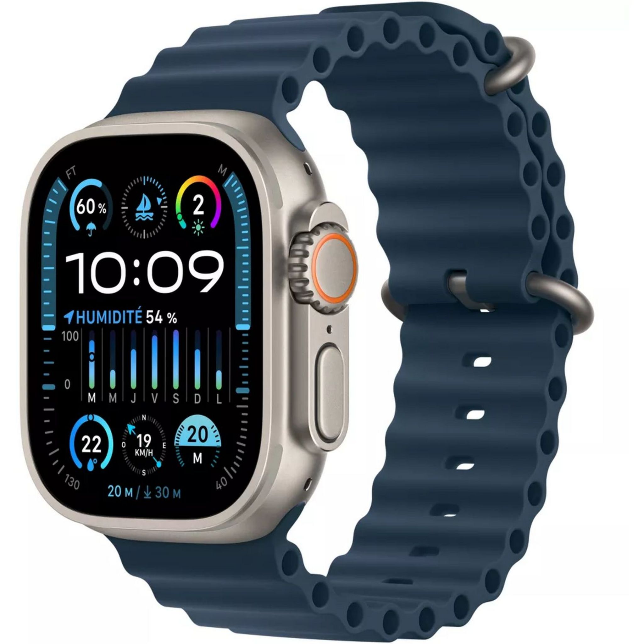 Voir la diapositive 1 : APPLE Montre connectée Watch Ultra 2 49mm Bracelet Océan - Bleu