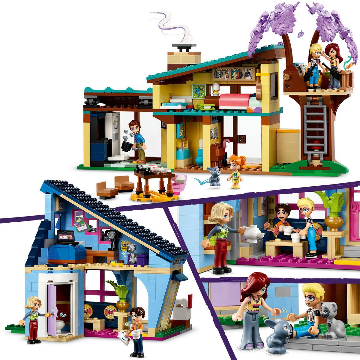 LEGO Friends 42620 Les Maisons Familiales d'Olly et de Paisley, Jouet de Poupée avec Figurines et Accessoires